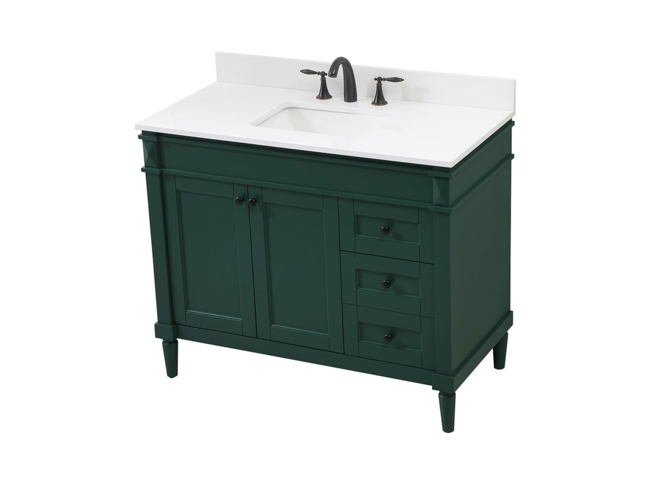 Elegant Decor VF31842GN-BS 42 inch single bathroom vanity in green with backsplash