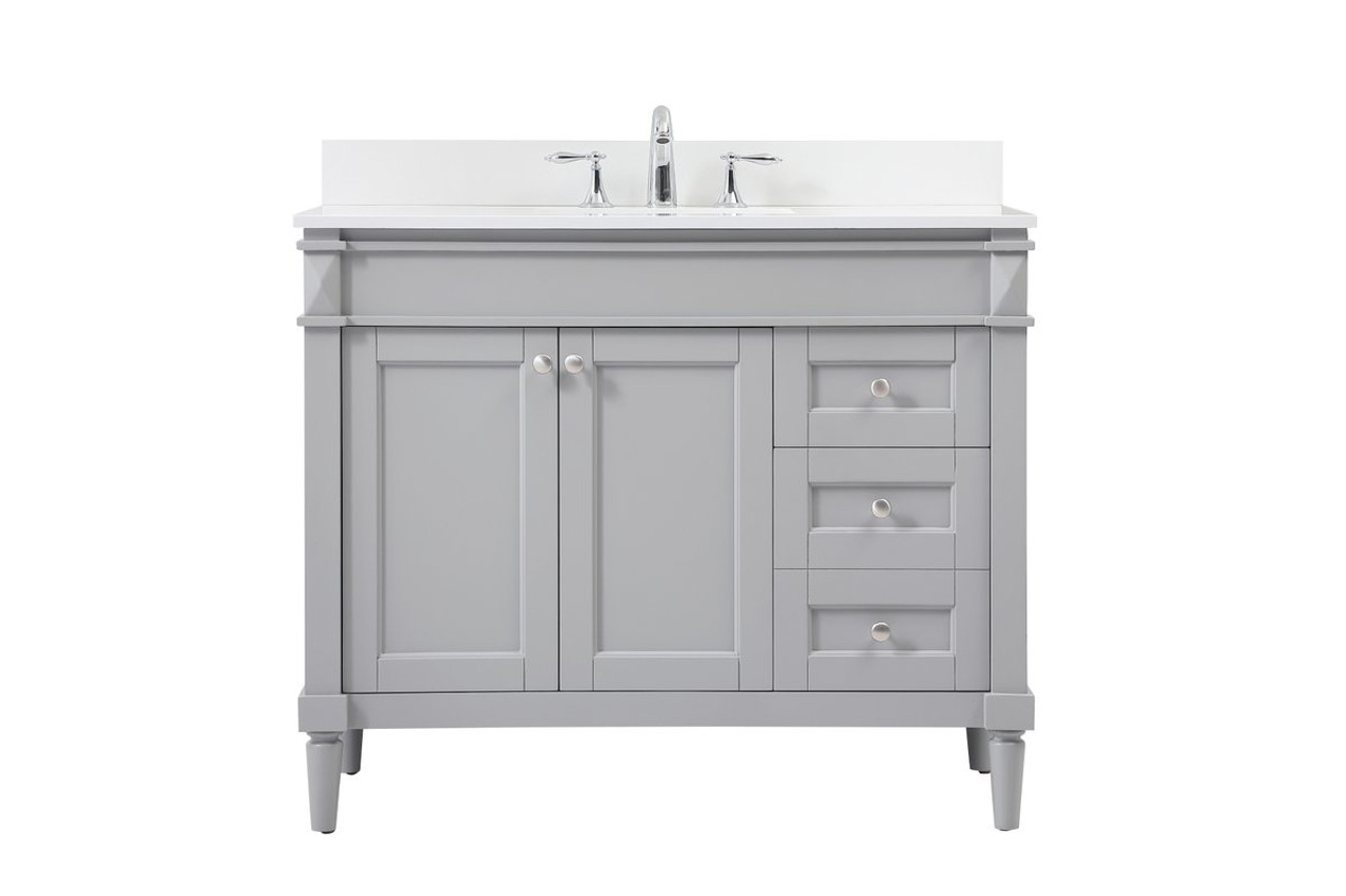 Elegant Decor VF31842GR-BS 42 inch single bathroom vanity in grey with backsplash