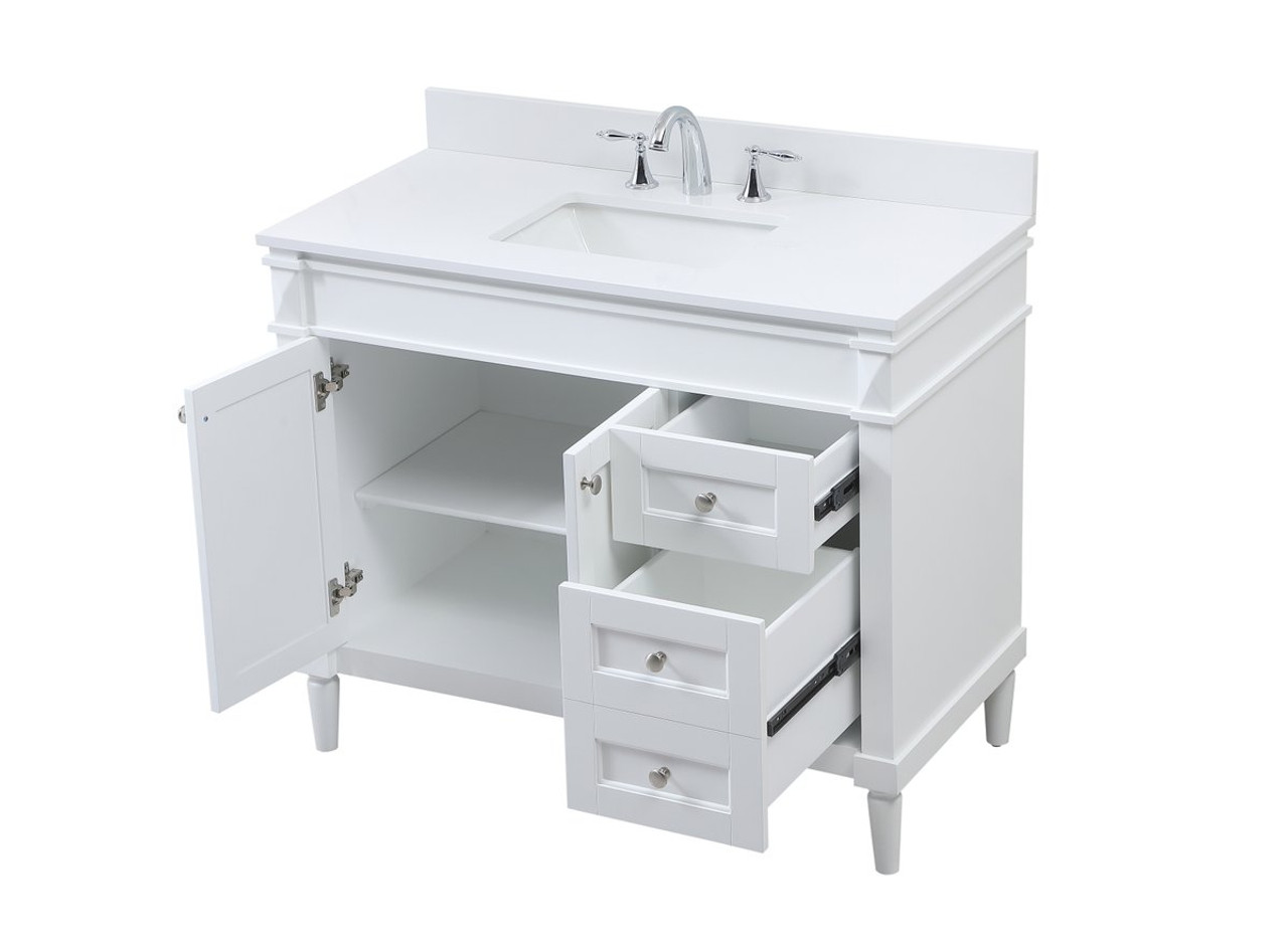 Elegant Decor VF31842WH-BS 42 inch single bathroom vanity in white with backsplash