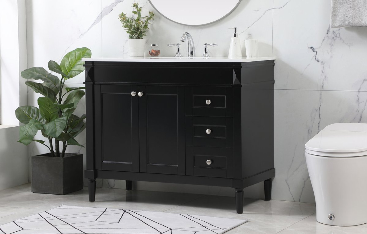 Elegant Decor VF31842BK 42 inch single bathroom vanity in black Elegant Decor VF31842BK 42 inch single bathroom vanity in black
