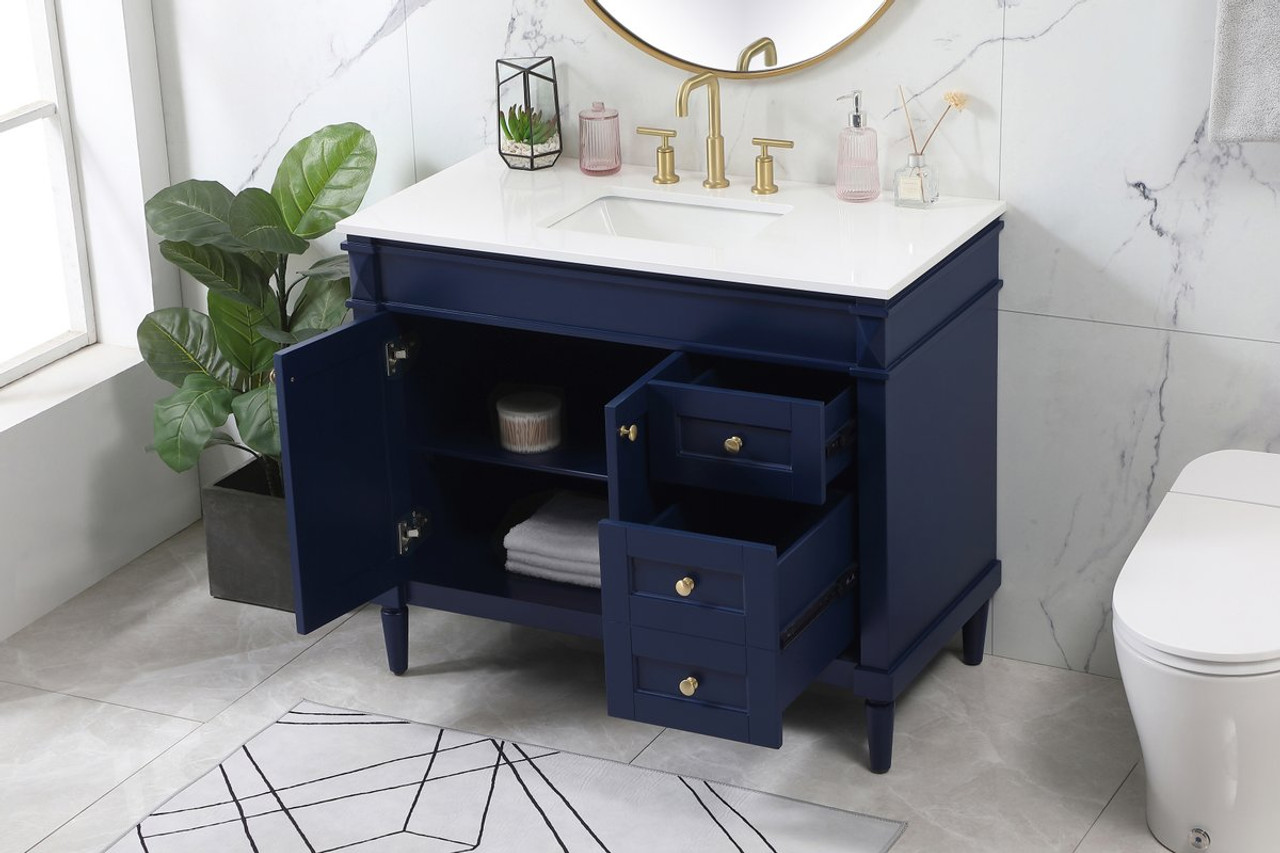 Elegant Decor VF31842BL 42 inch single bathroom vanity in blue