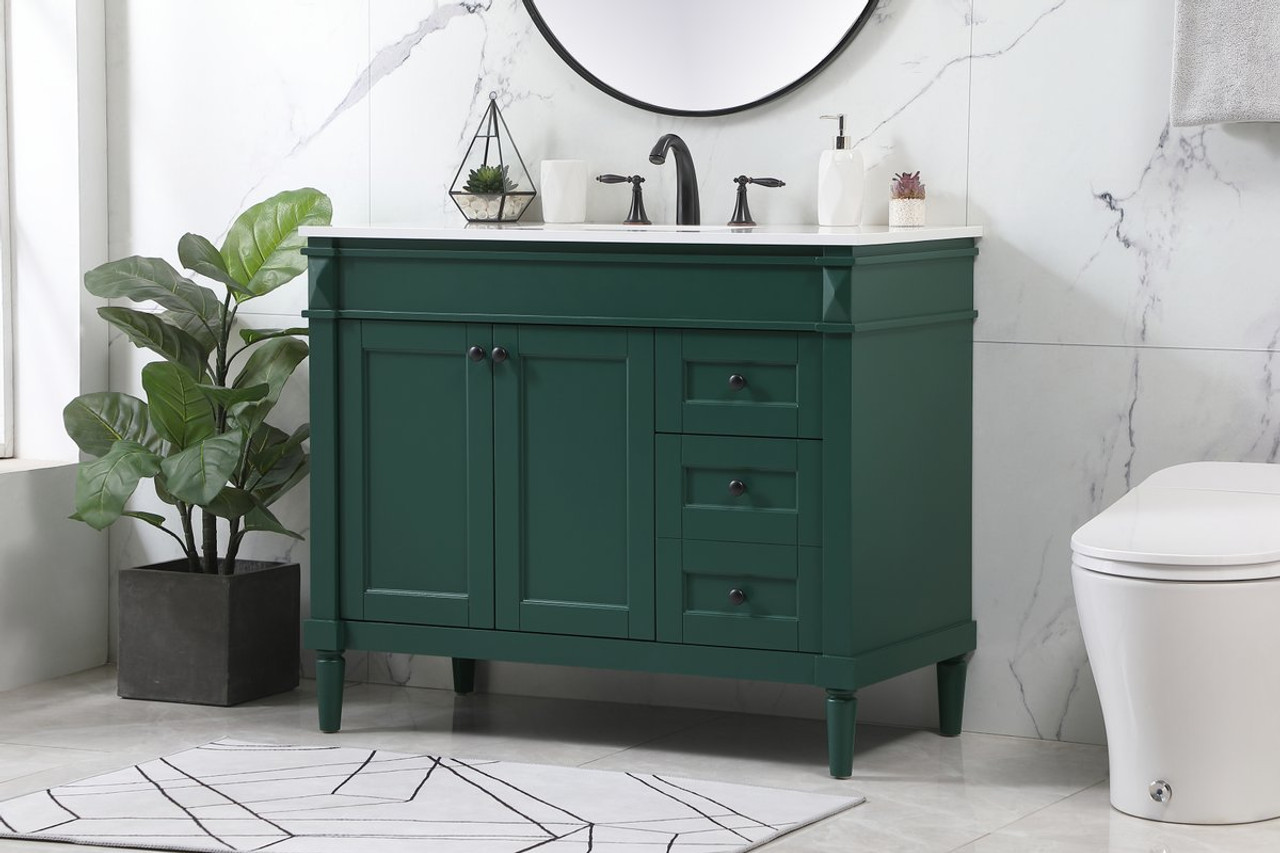 Elegant Decor VF31842GN 42 inch single bathroom vanity in green