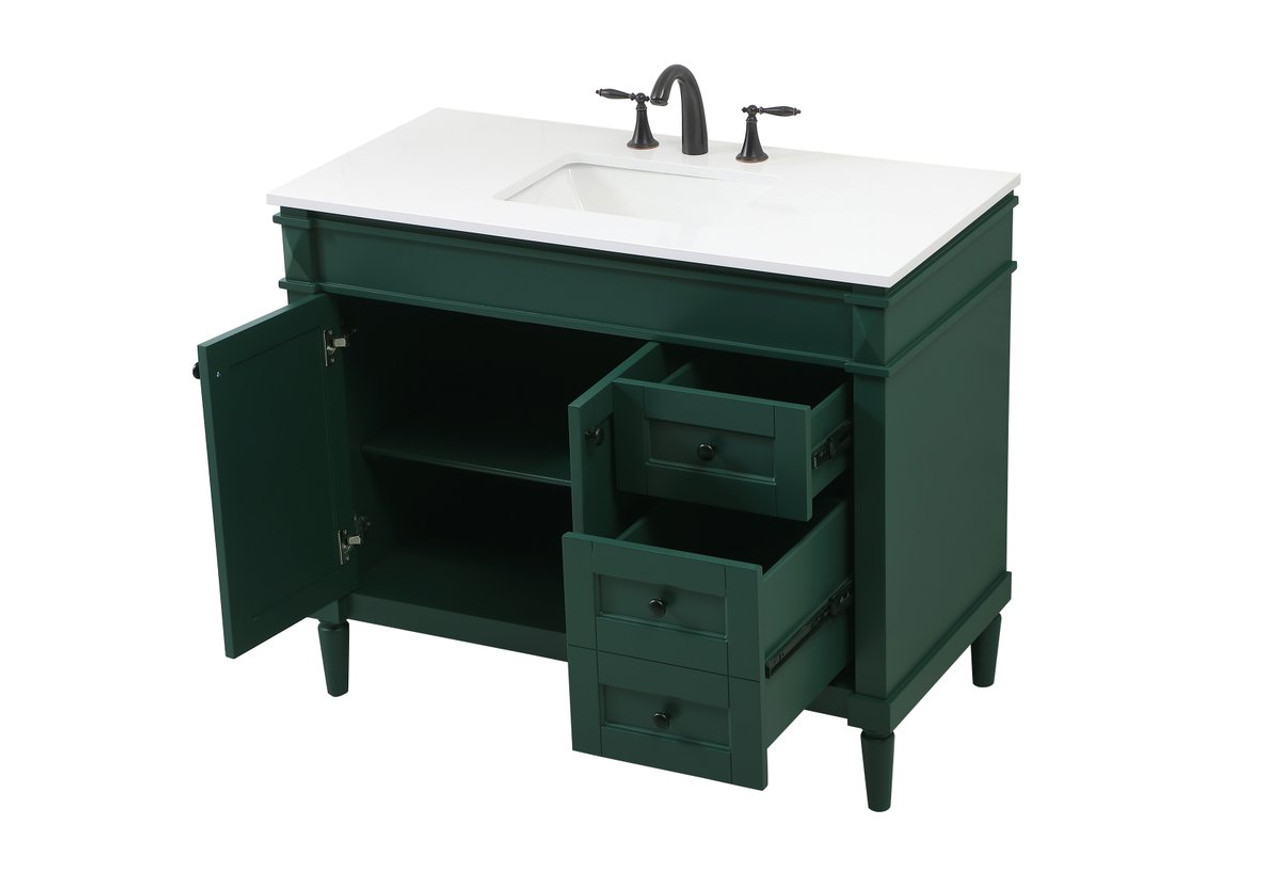 Elegant Decor VF31842GN 42 inch single bathroom vanity in green