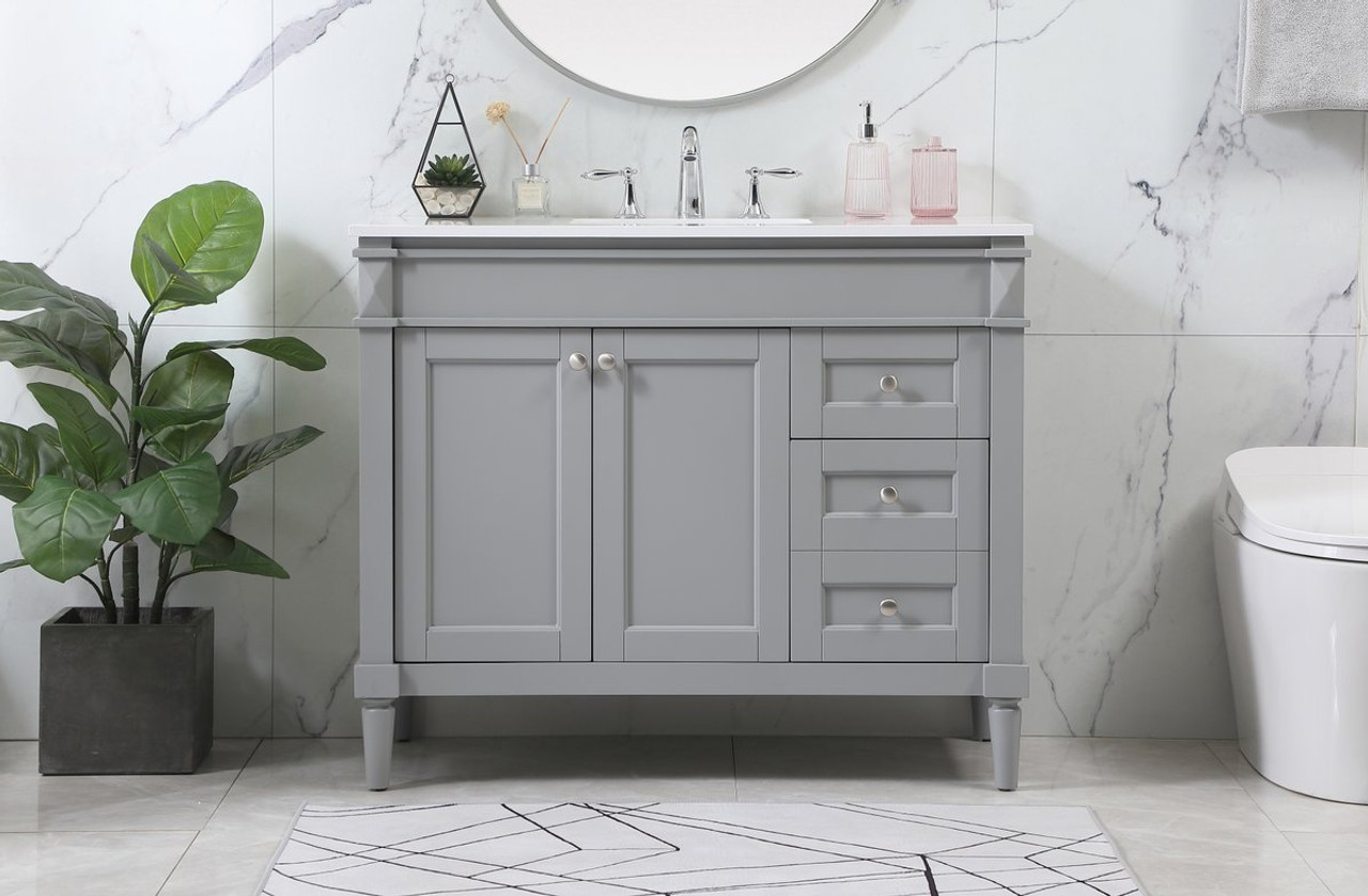 Elegant Decor VF31842GR 42 inch single bathroom vanity in grey Elegant Decor VF31842GR 42 inch single bathroom vanity in grey