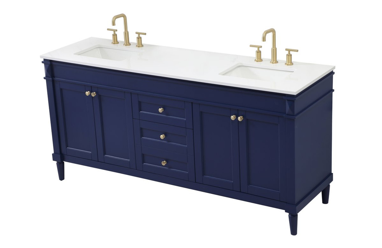 Elegant Decor VF31872DBL 72 inch double bathroom vanity in blue