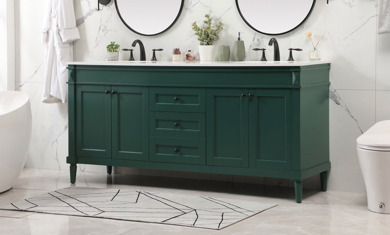 Elegant Decor VF31872DGN 72 inch double bathroom vanity in green Elegant Decor VF31872DGN 72 inch double bathroom vanity in green