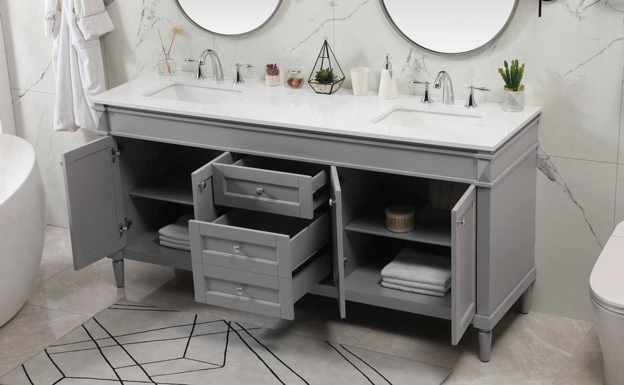 Elegant Decor VF31872DGR 72 inch double bathroom vanity in grey Elegant Decor VF31872DGR 72 inch double bathroom vanity in grey
