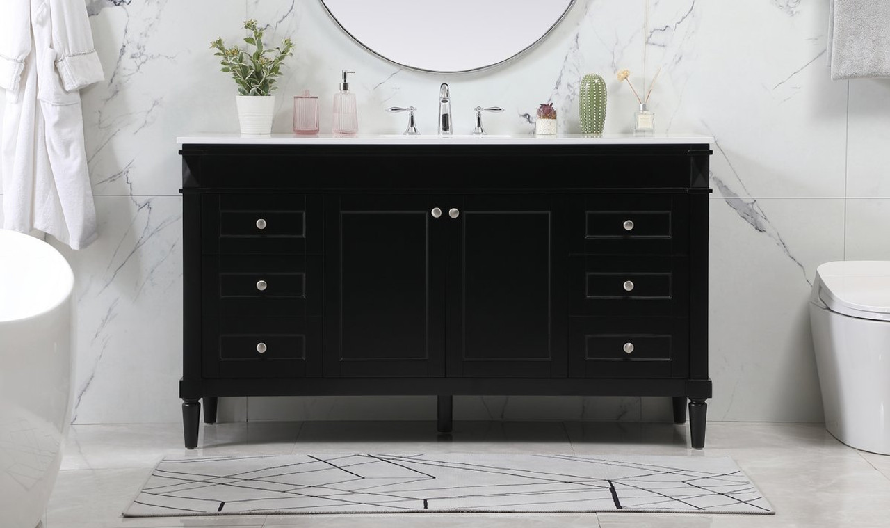 Elegant Decor VF31860BK 60 inch single bathroom vanity in black Elegant Decor VF31860BK 60 inch single bathroom vanity in black