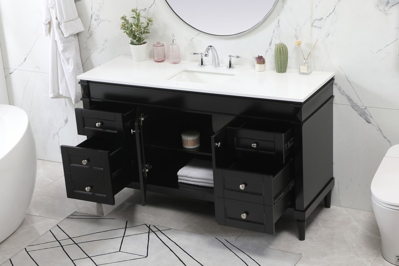 Elegant Decor VF31860BK 60 inch single bathroom vanity in black