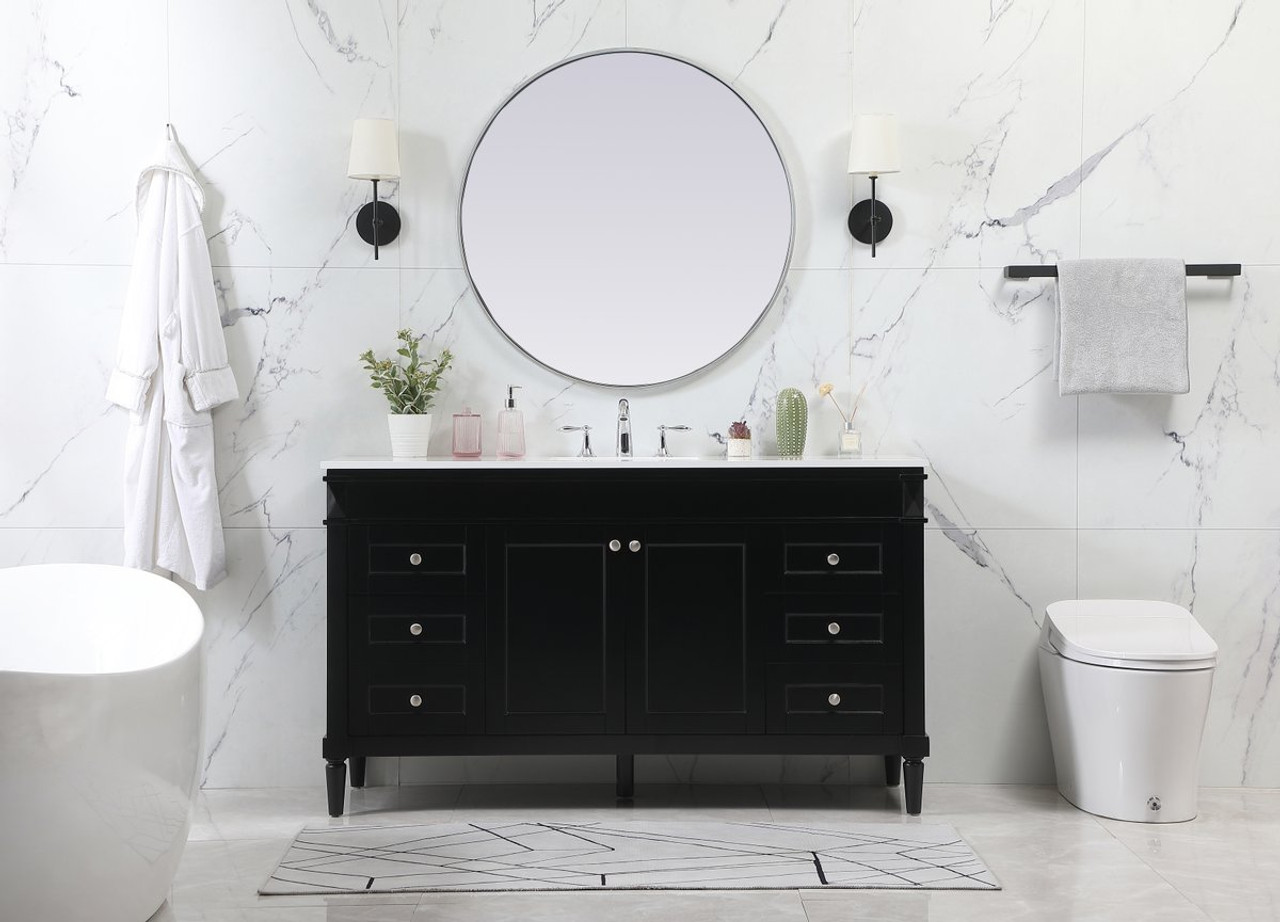 Elegant Decor VF31860BK 60 inch single bathroom vanity in black Elegant Decor VF31860BK 60 inch single bathroom vanity in black