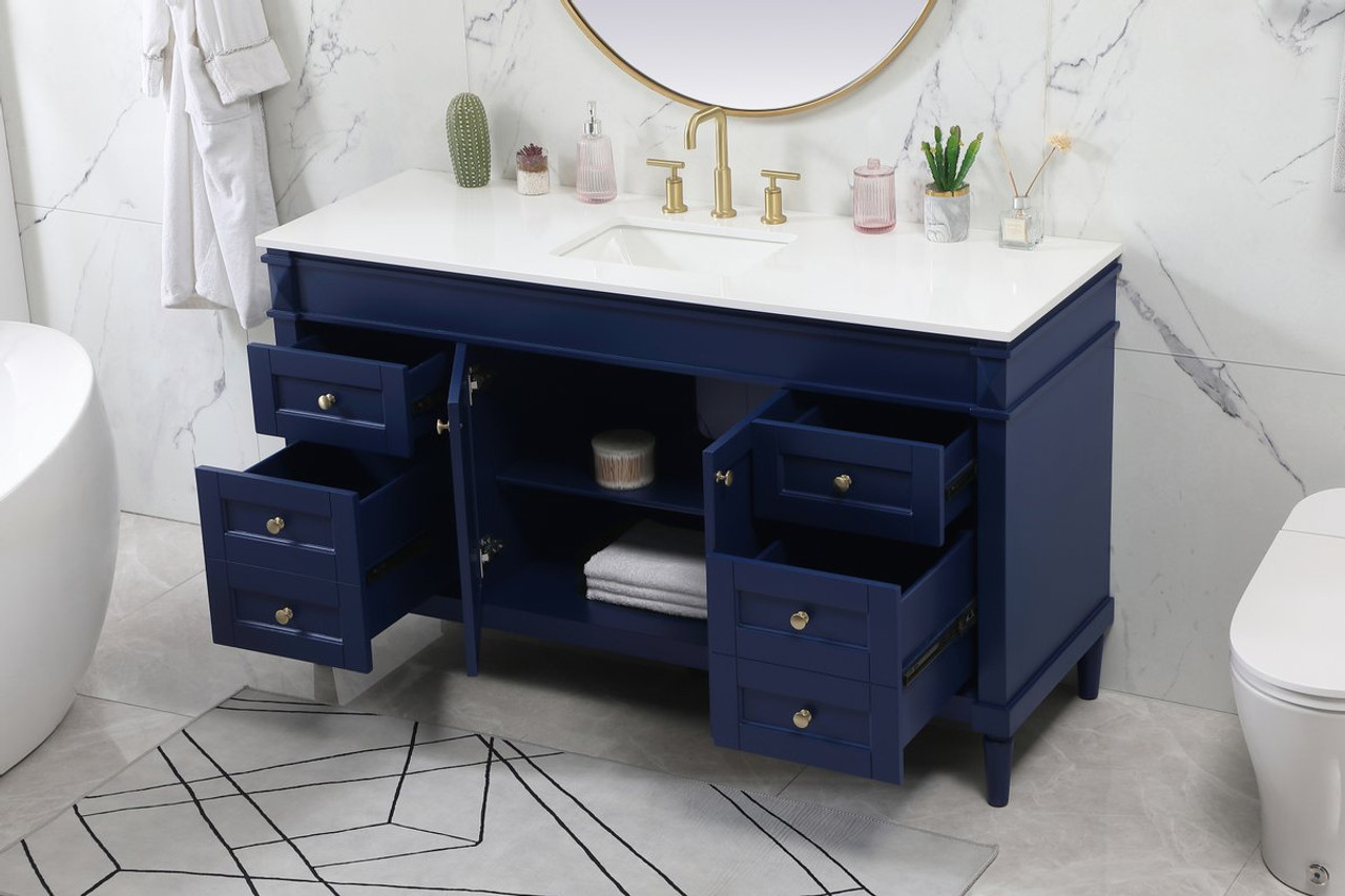 Elegant Decor VF31860BL 60 inch single bathroom vanity in blue Elegant Decor VF31860BL 60 inch single bathroom vanity in blue