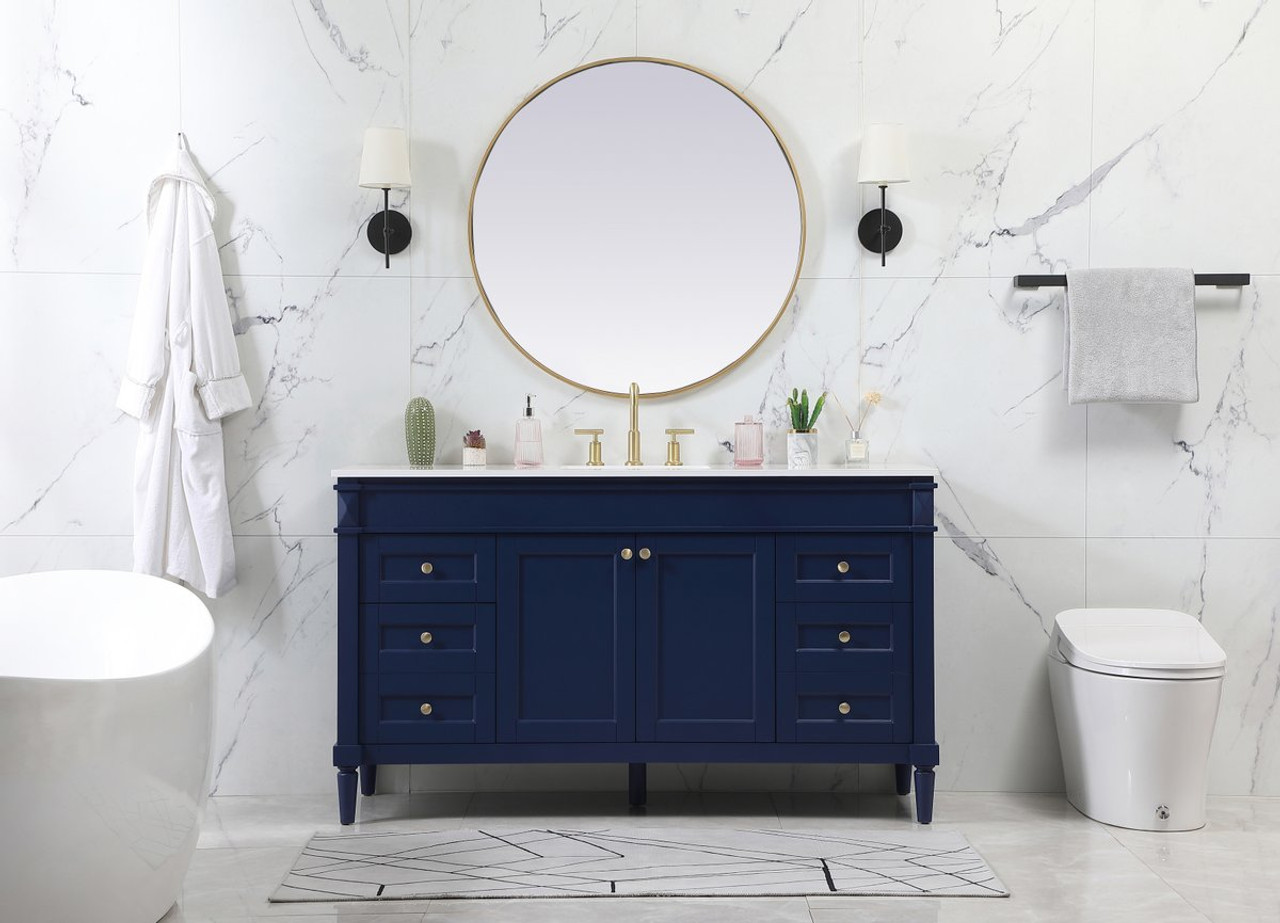 Elegant Decor VF31860BL 60 inch single bathroom vanity in blue Elegant Decor VF31860BL 60 inch single bathroom vanity in blue