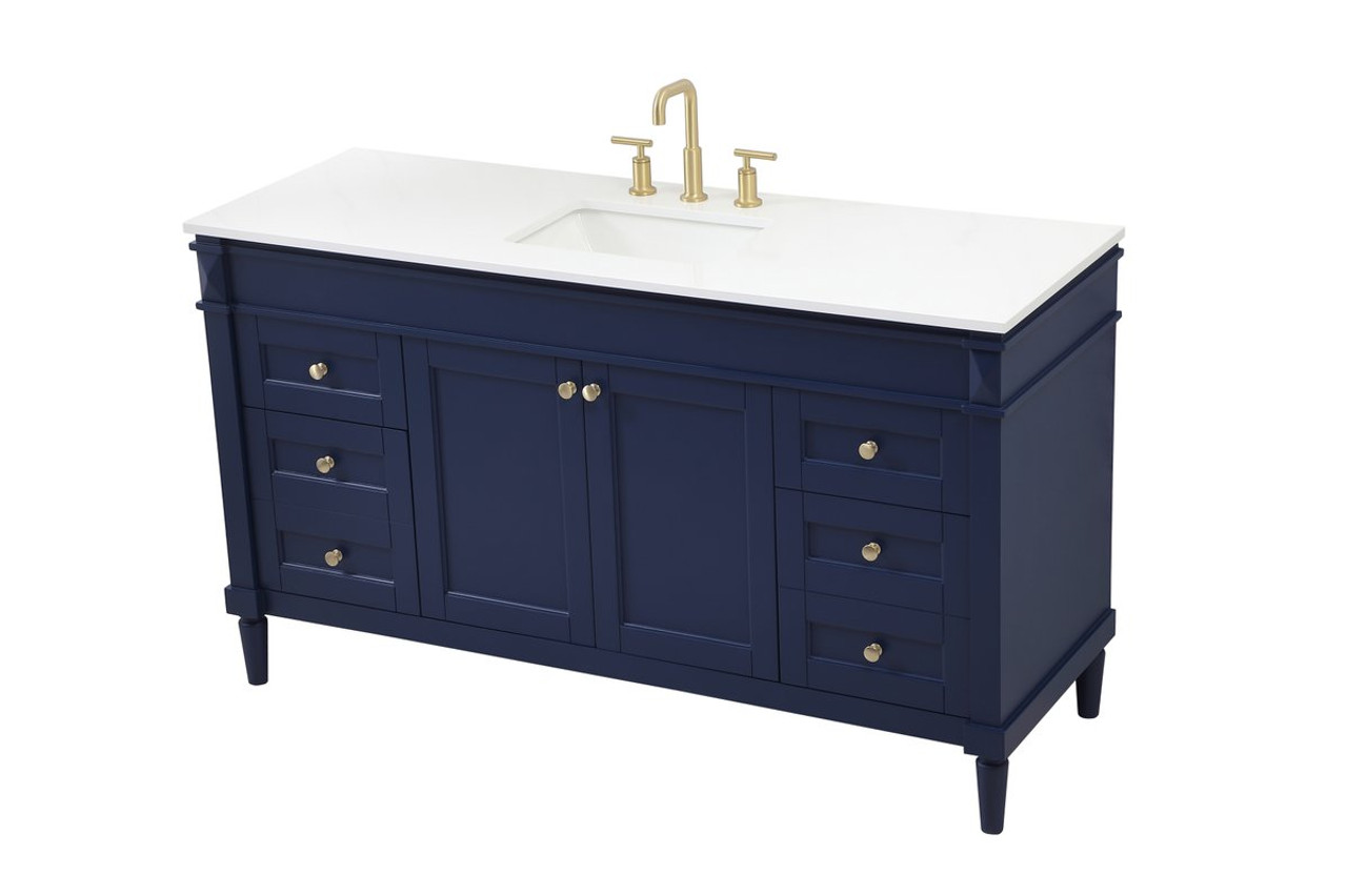 Elegant Decor VF31860BL 60 inch single bathroom vanity in blue Elegant Decor VF31860BL 60 inch single bathroom vanity in blue