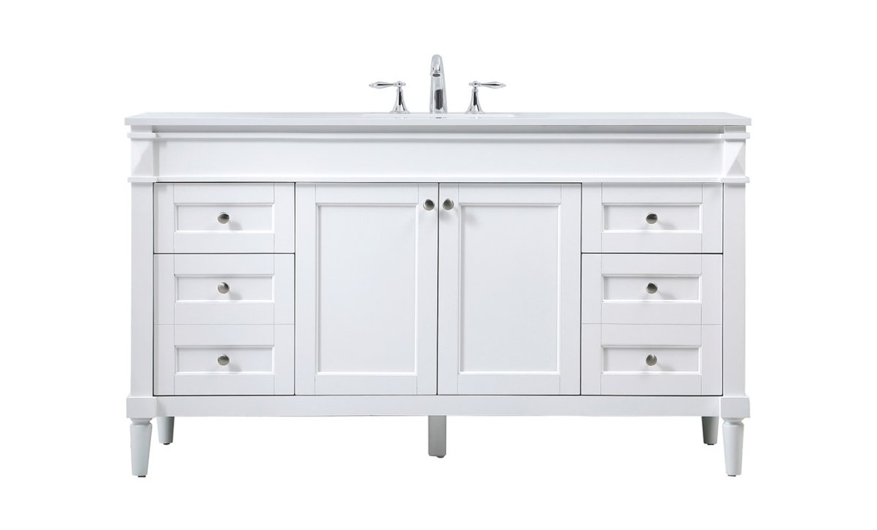 Elegant Decor VF31860WH 60 inch single bathroom vanity in white Elegant Decor VF31860WH 60 inch single bathroom vanity in white