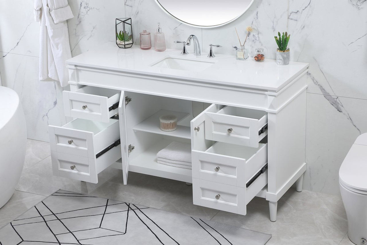 Elegant Decor VF31860WH 60 inch single bathroom vanity in white Elegant Decor VF31860WH 60 inch single bathroom vanity in white