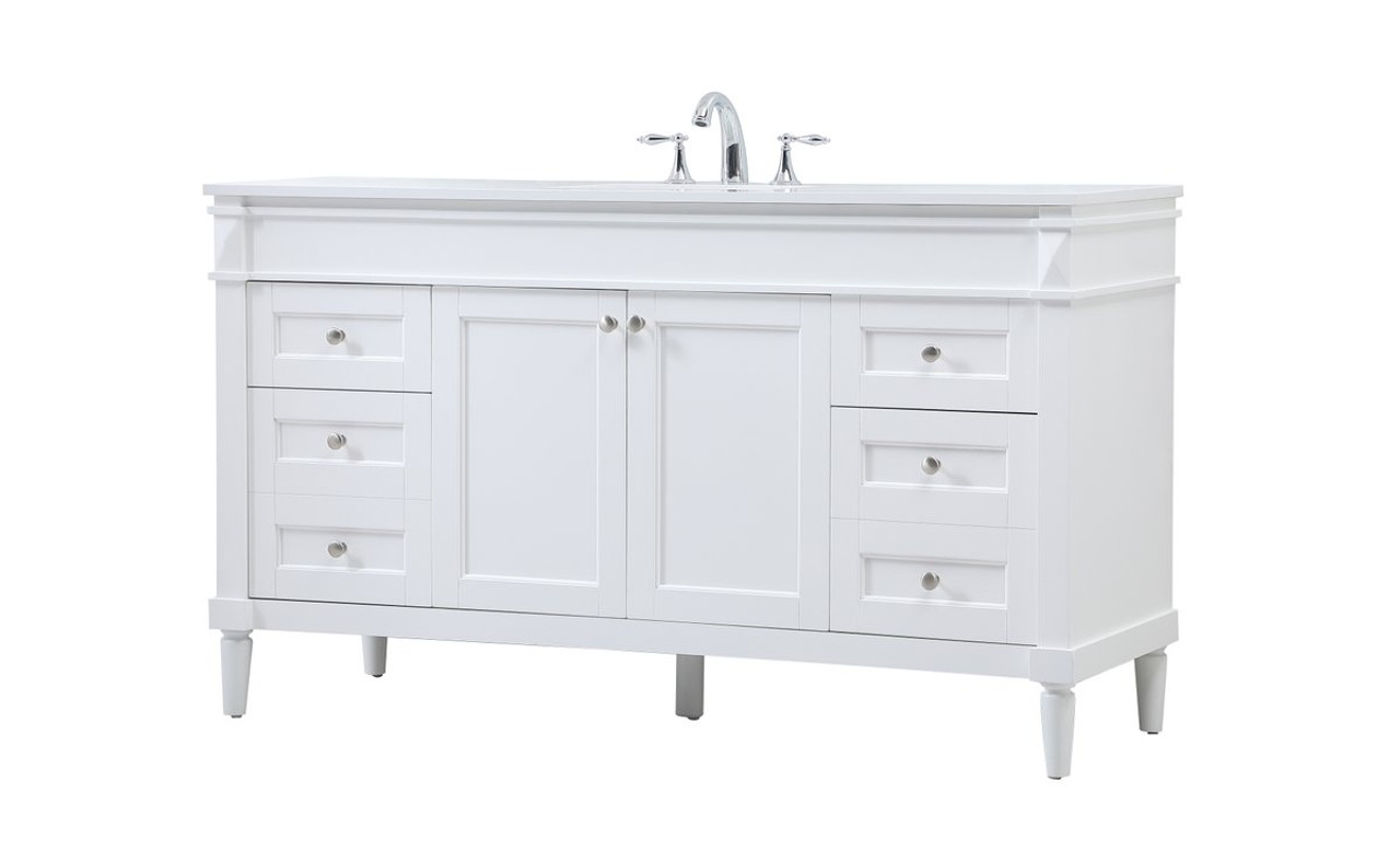 Elegant Decor VF31860WH 60 inch single bathroom vanity in white Elegant Decor VF31860WH 60 inch single bathroom vanity in white