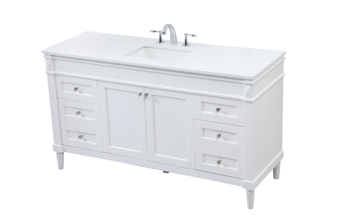 Elegant Decor VF31860WH 60 inch single bathroom vanity in white Elegant Decor VF31860WH 60 inch single bathroom vanity in white