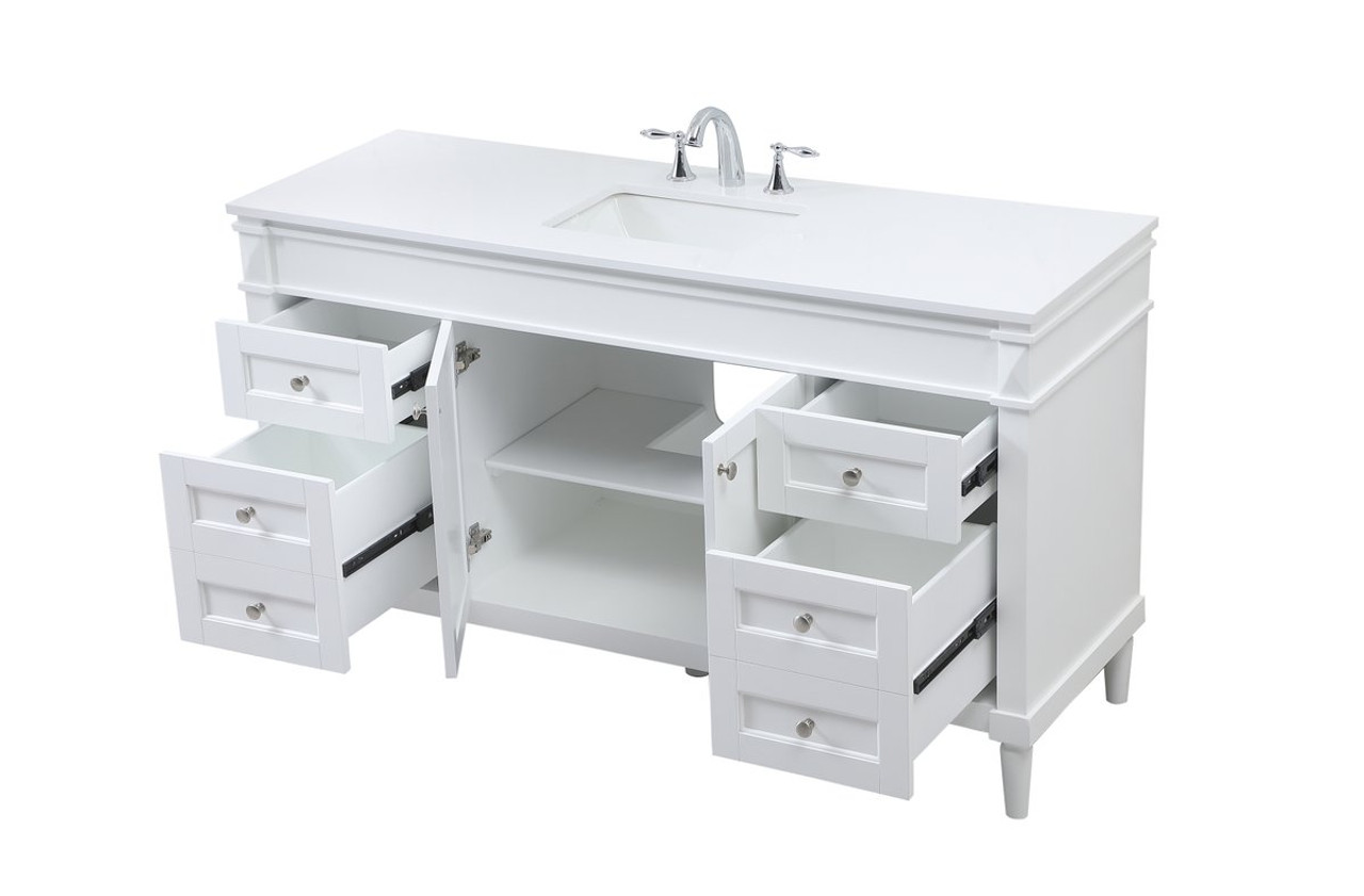 Elegant Decor VF31860WH 60 inch single bathroom vanity in white Elegant Decor VF31860WH 60 inch single bathroom vanity in white