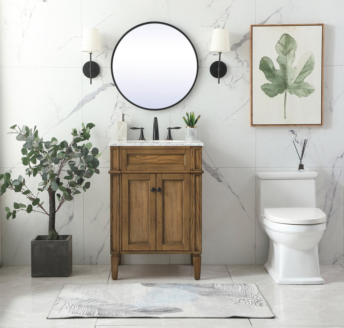 Elegant Decor VF12524DW 24 inch single bathroom vanity in driftwood