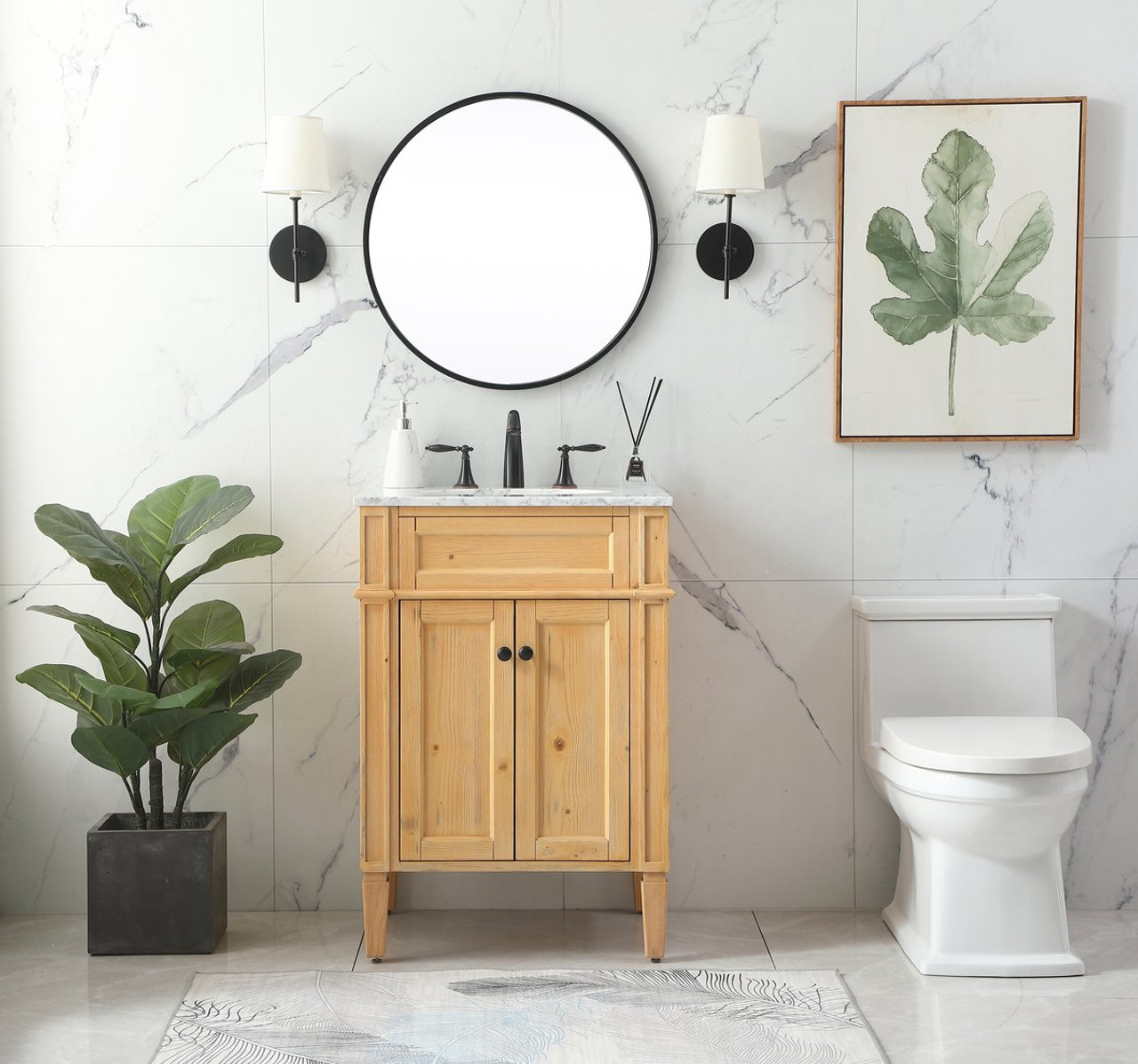 Elegant Decor VF12524NW 24 inch single bathroom vanity in natural wood Elegant Decor VF12524NW 24 inch single bathroom vanity in natural wood