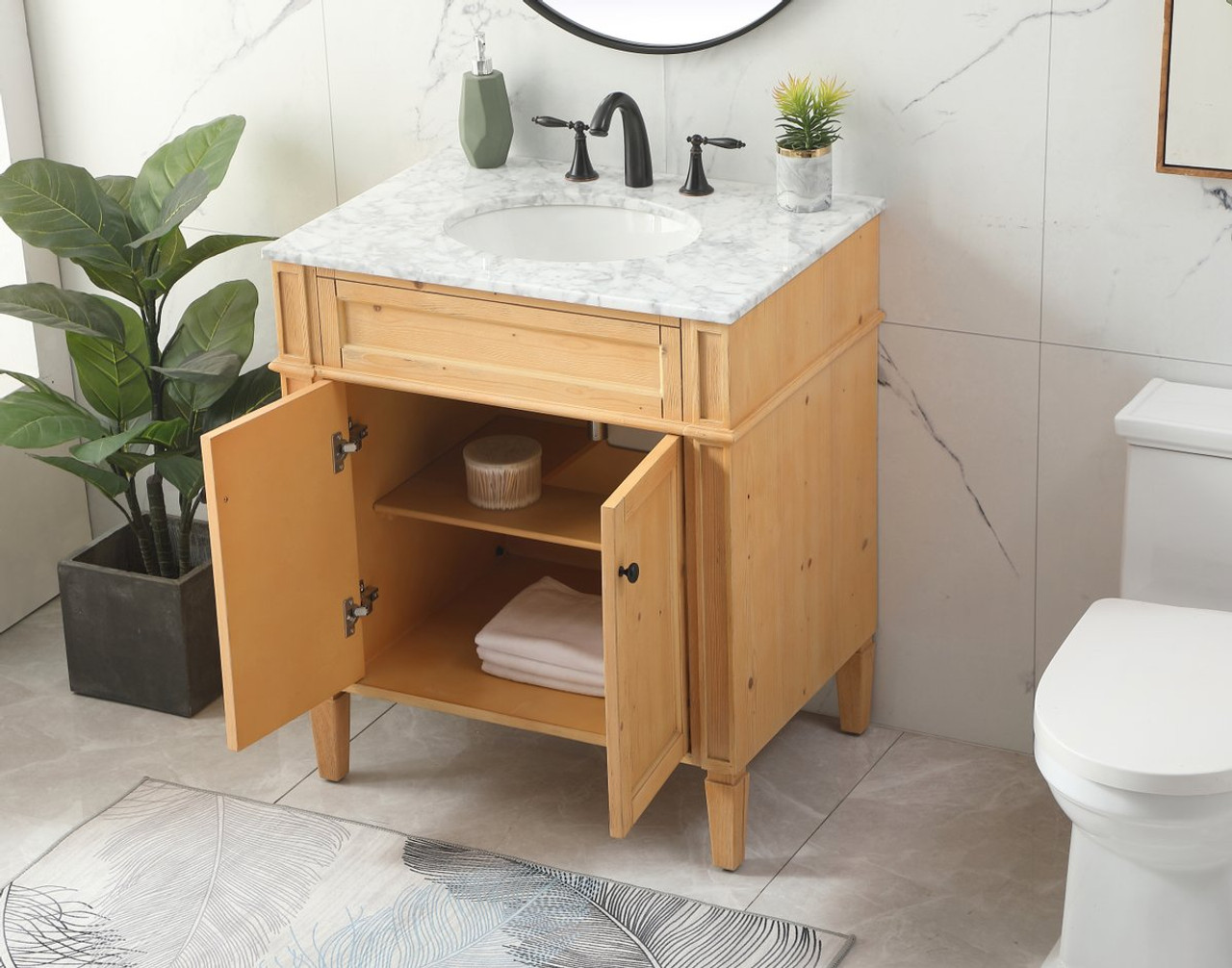 Elegant Decor VF12530NW 30 inch single bathroom vanity in natural wood