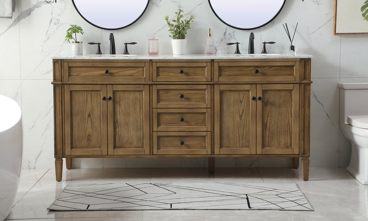 Elegant Decor VF12572DDW 72 inch double bathroom vanity in driftwood