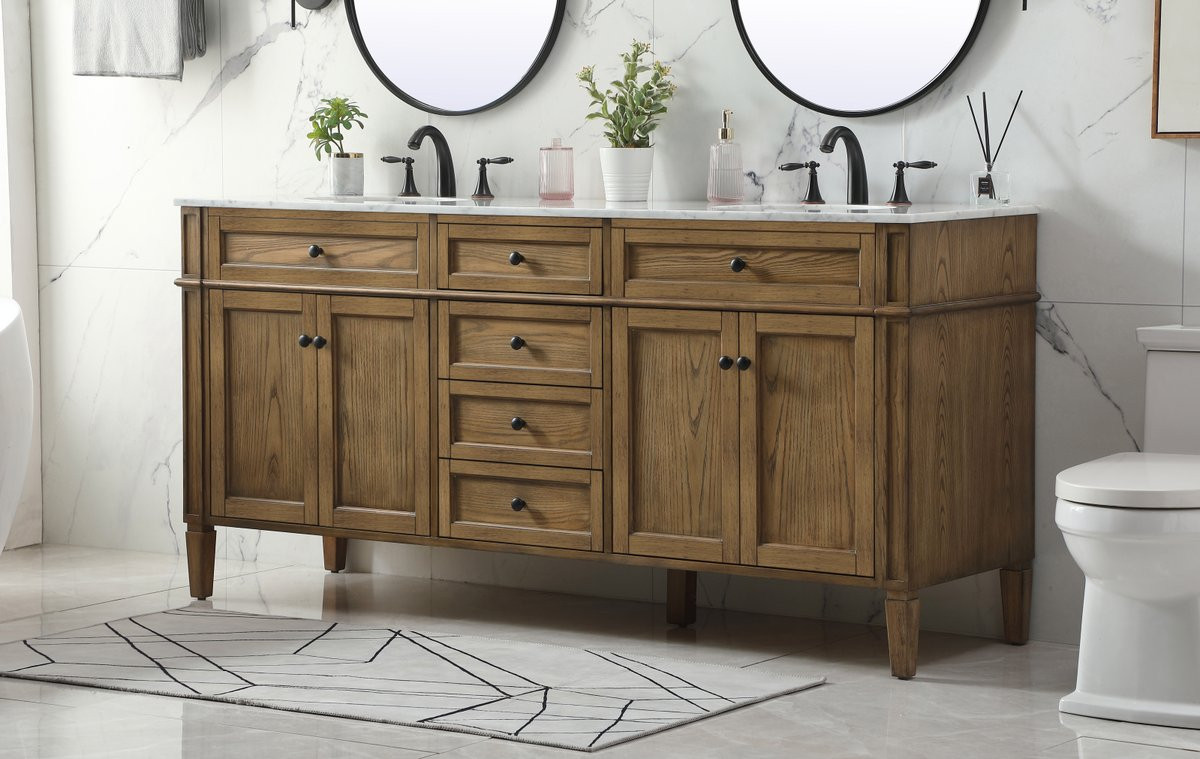Elegant Decor VF12572DDW 72 inch double bathroom vanity in driftwood