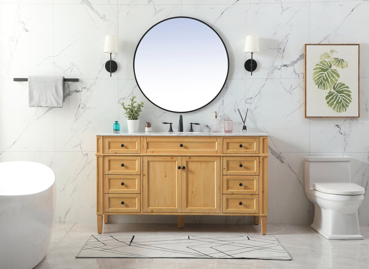 Elegant Decor VF12560NW 60 inch single bathroom vanity in natural wood Elegant Decor VF12560NW 60 inch single bathroom vanity in natural wood