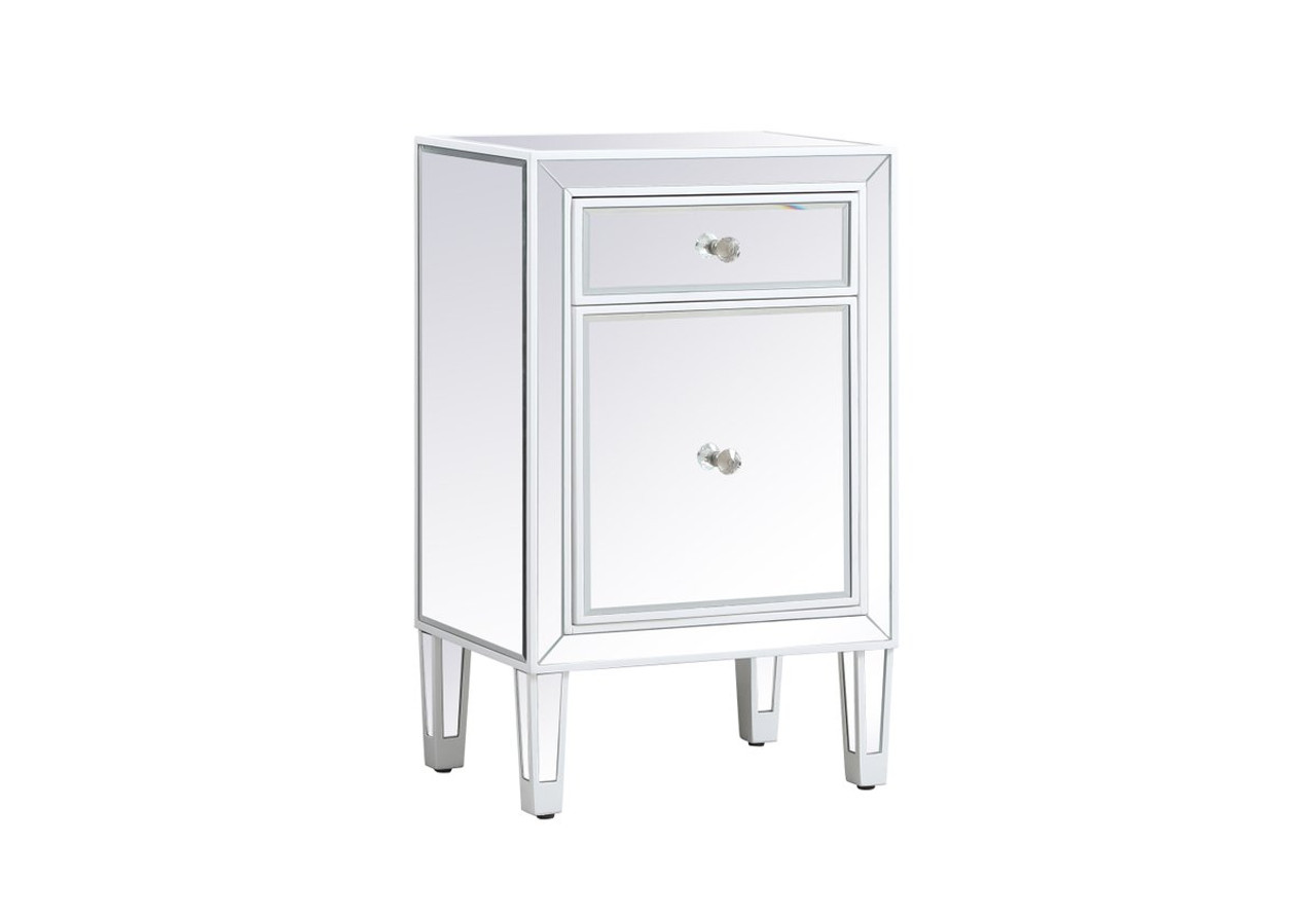 Elegant Decor MF72035WH 18 inch mirrored nightstand in white