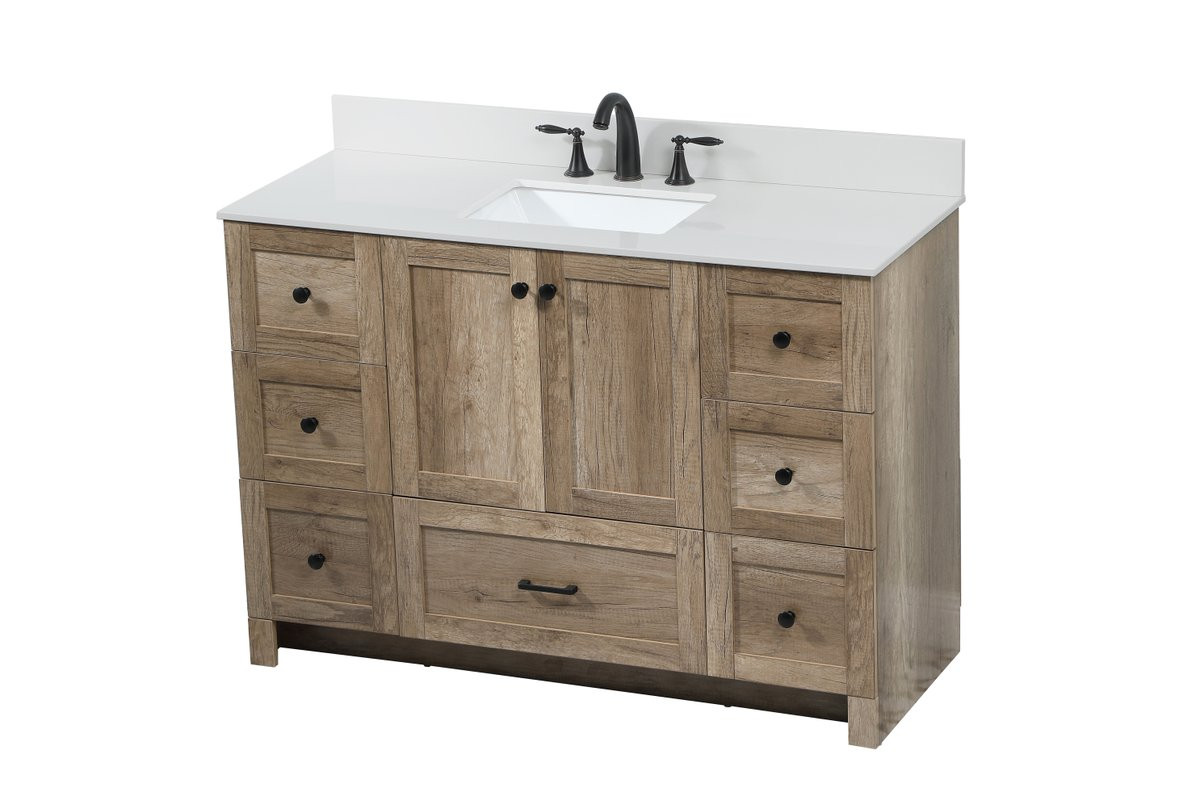 Elegant Decor VF2848NT-BS 48 inch single bathroom vanity in natural oak with backsplash