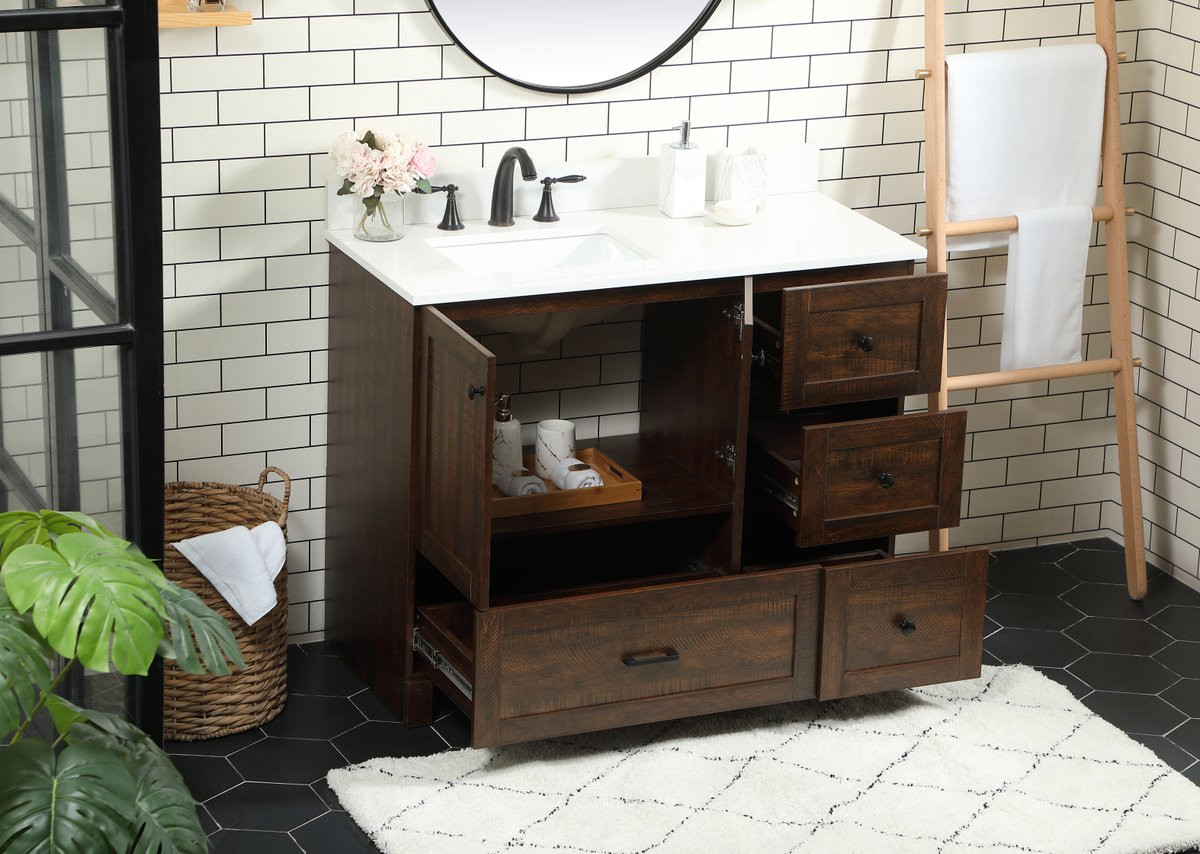 Elegant Decor VF2842EX-BS 42 inch single bathroom vanity in expresso with backsplash