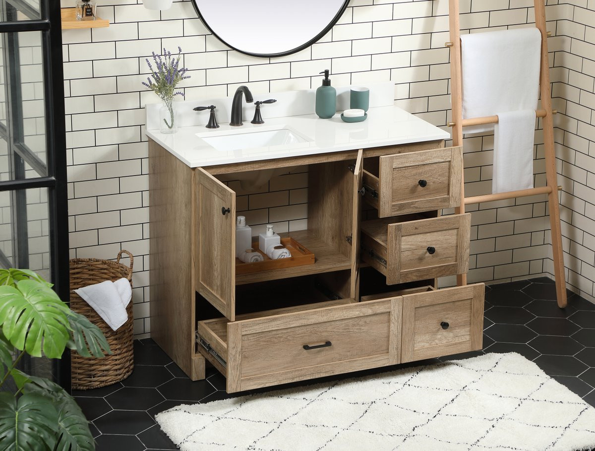 Elegant Decor VF2842NT-BS 42 inch single bathroom vanity in natural oak with backsplash