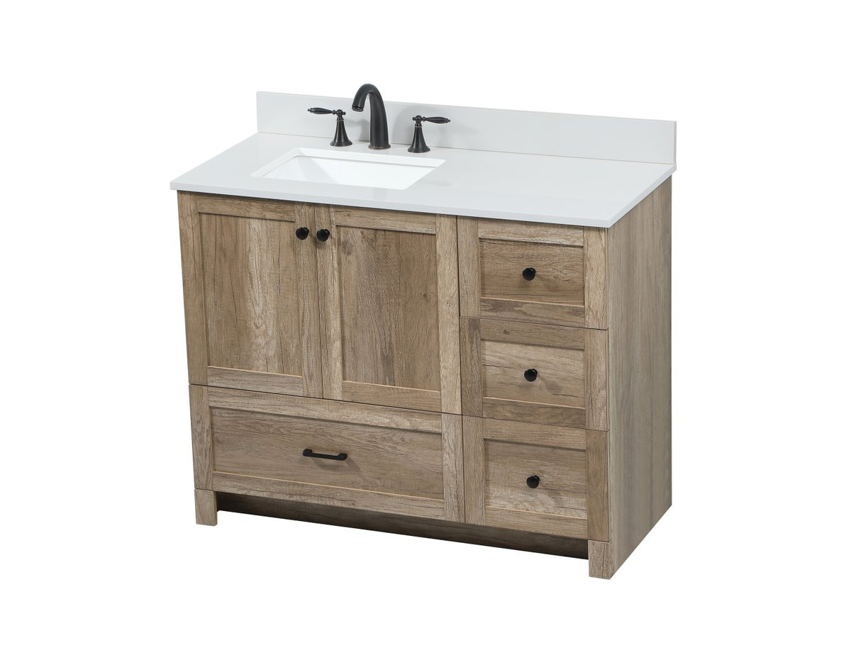 Elegant Decor VF2842NT-BS 42 inch single bathroom vanity in natural oak with backsplash