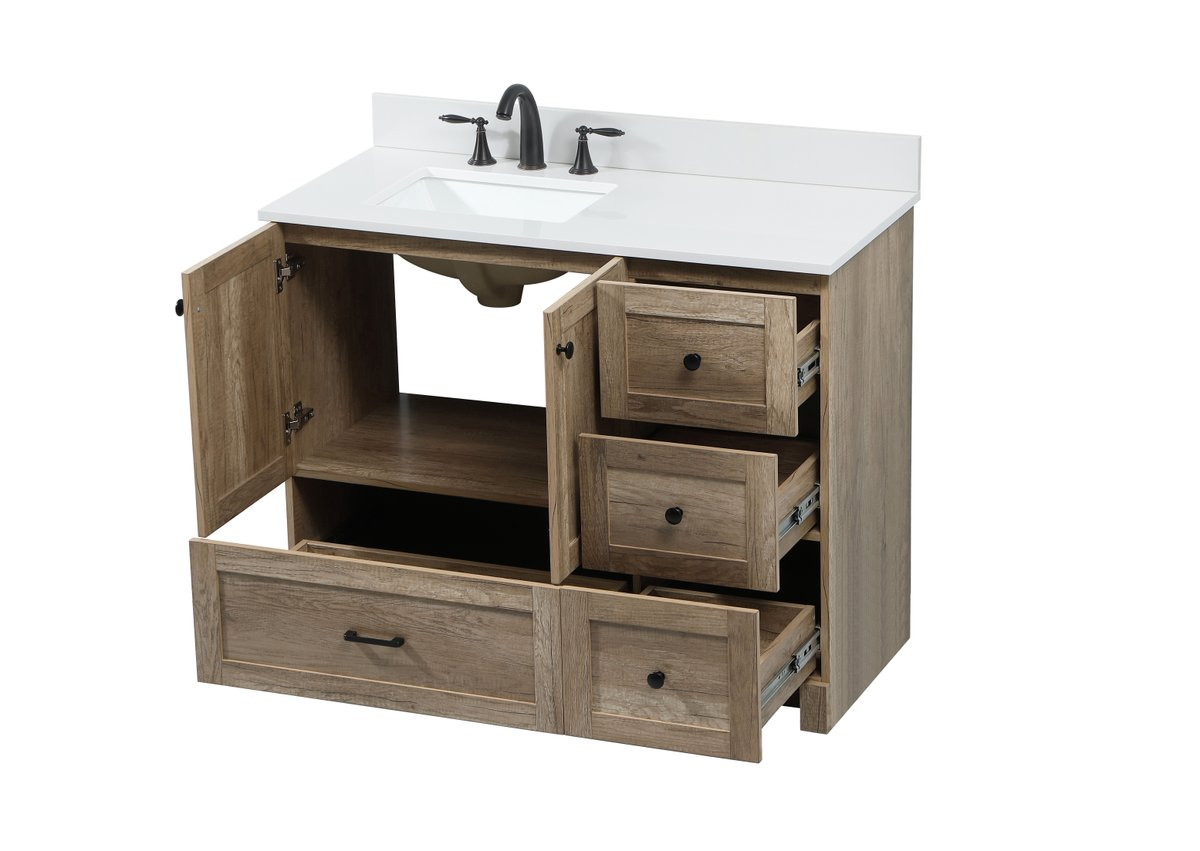 Elegant Decor VF2842NT-BS 42 inch single bathroom vanity in natural oak with backsplash