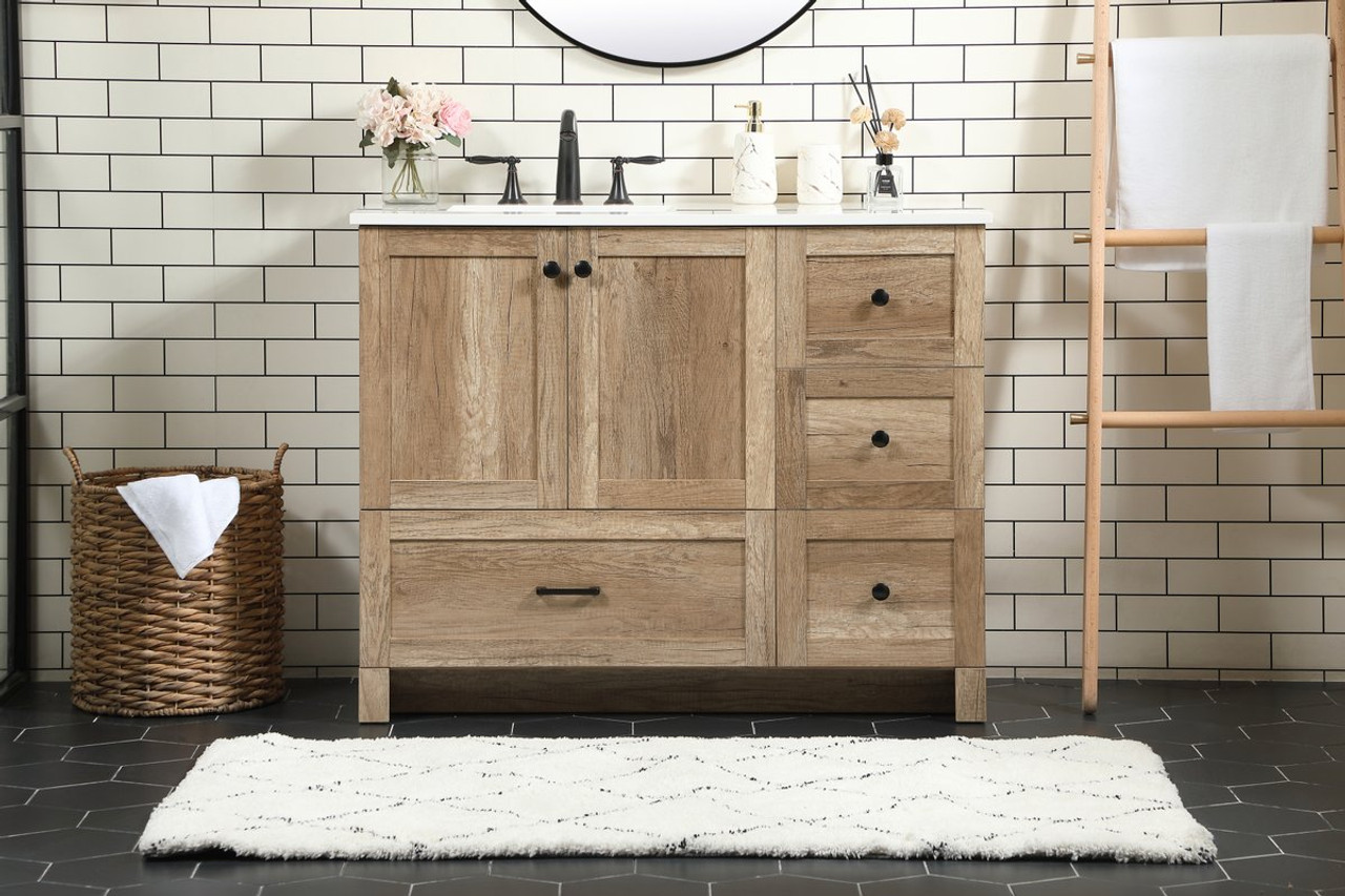 Elegant Decor VF2842NT 42 inch single bathroom vanity in natural oak Elegant Decor VF2842NT 42 inch single bathroom vanity in natural oak