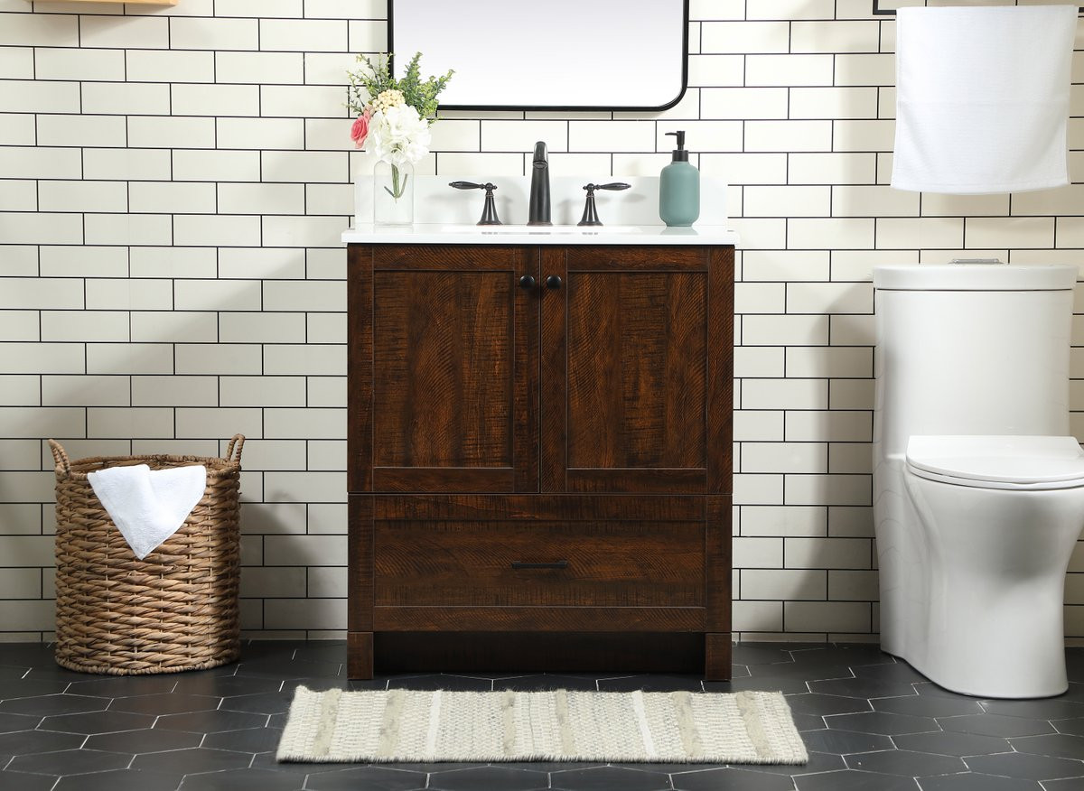 Elegant Decor VF2830EX-BS 30 inch single bathroom vanity in expresso with backsplash