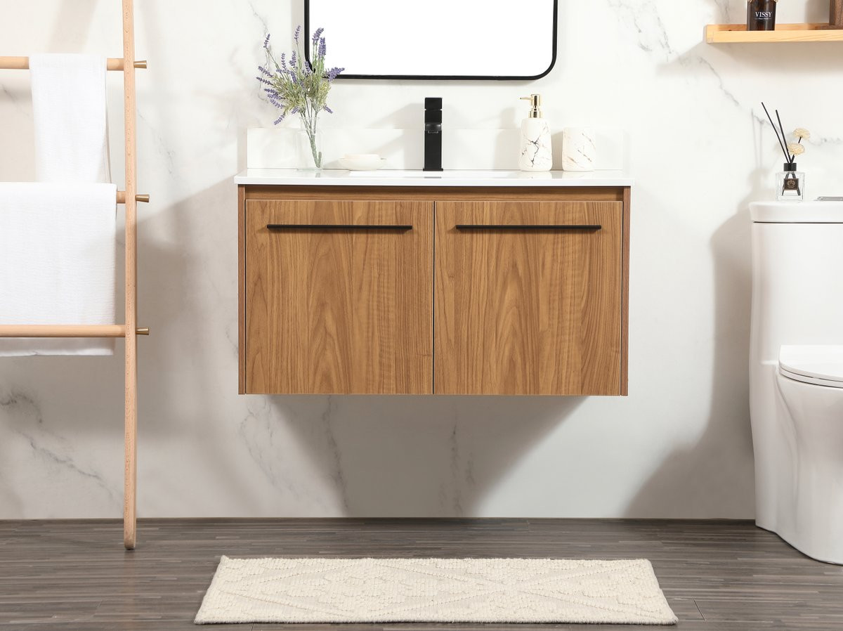 Elegant Decor VF44536WB-BS 36 inch single bathroom vanity in walnut brown with backsplash