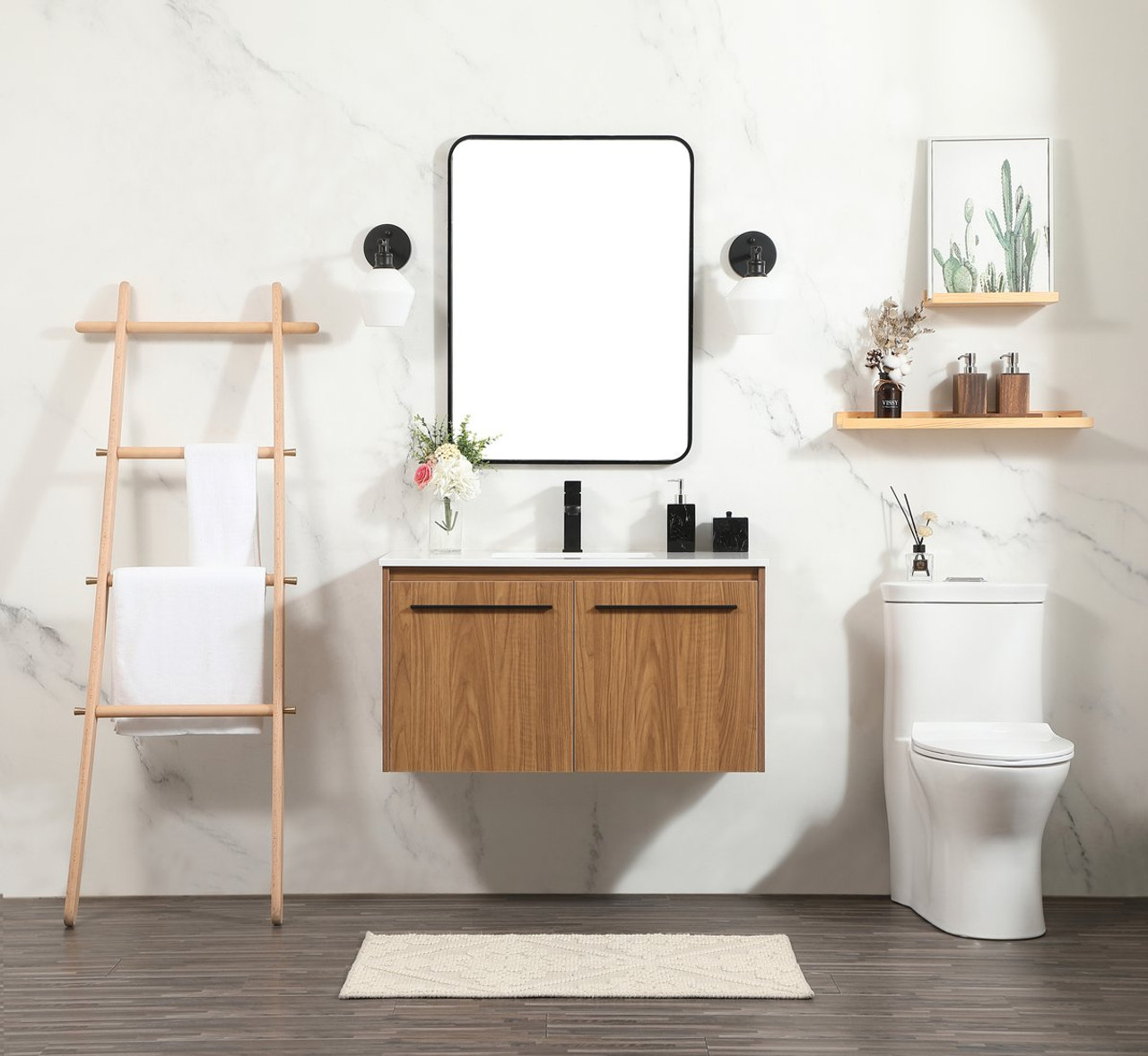 Elegant Decor VF44536WB 36 inch single bathroom vanity in walnut brown