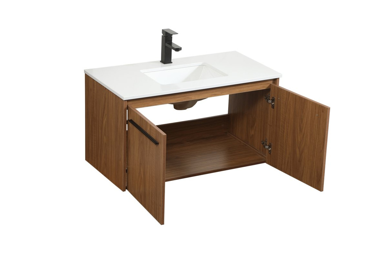 Elegant Decor VF44536WB 36 inch single bathroom vanity in walnut brown Elegant Decor VF44536WB 36 inch single bathroom vanity in walnut brown
