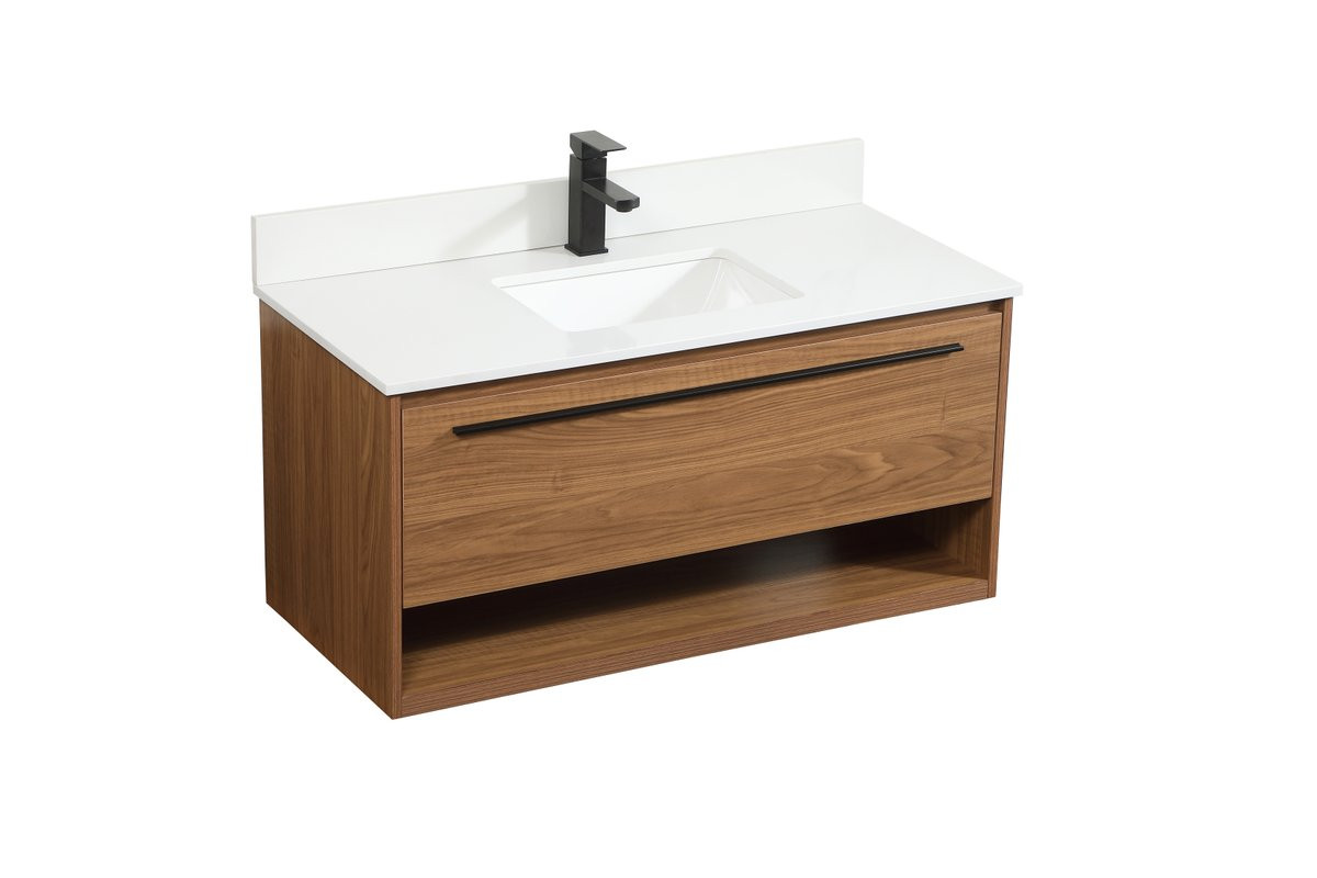 Elegant Decor VF43540WB-BS 40 inch single bathroom vanity in walnut brown with backsplash