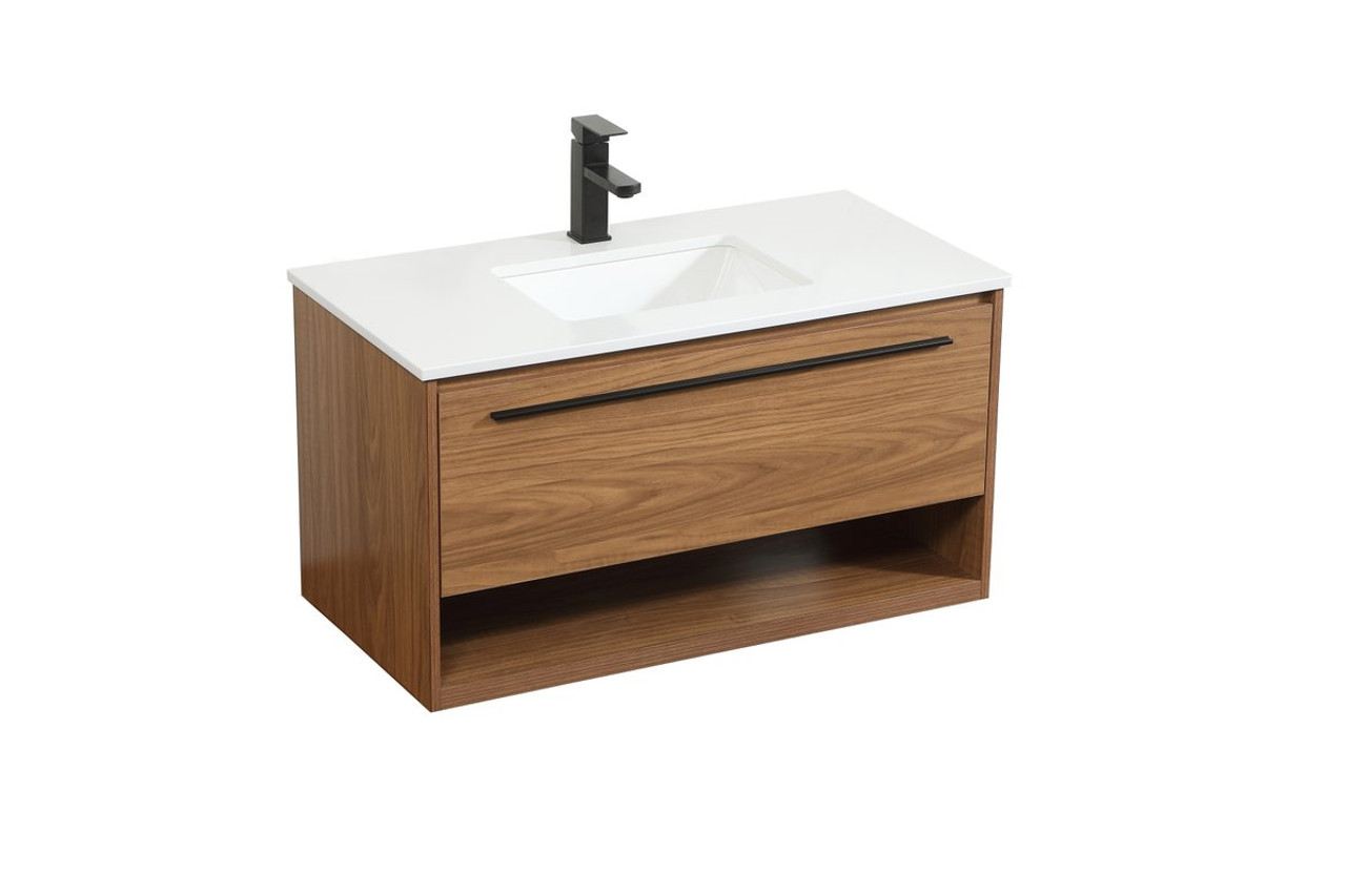 Elegant Decor VF43536WB 36 inch single bathroom vanity in walnut brown