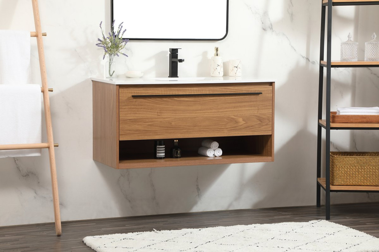 Elegant Decor VF43540WB 40 inch single bathroom vanity in walnut brown