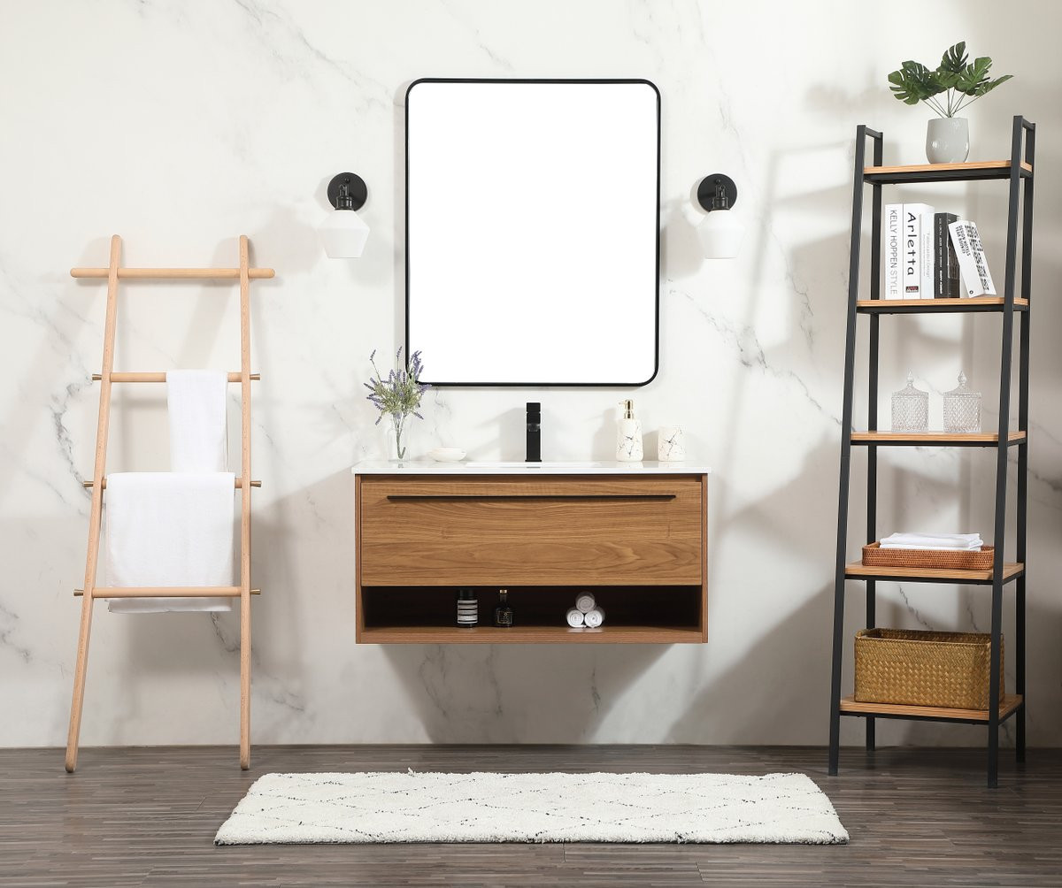 Elegant Decor VF43540WB 40 inch single bathroom vanity in walnut brown