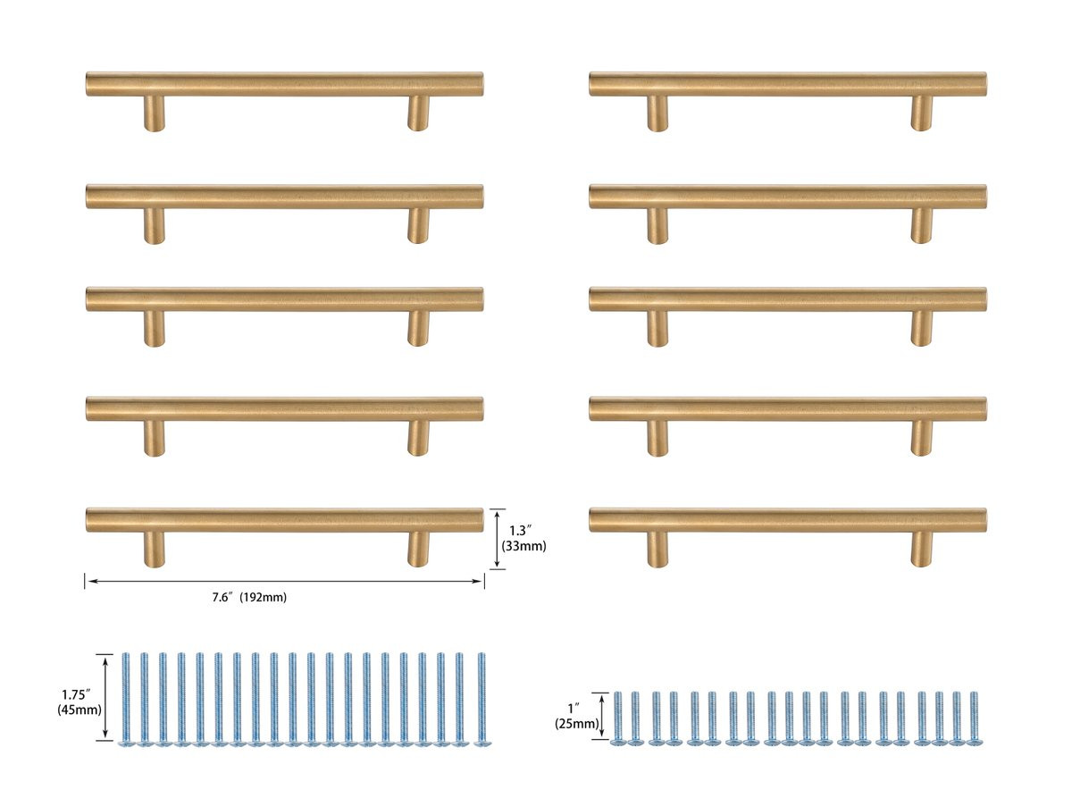 Elegant Decor PL400-5-BR-10PK Quinn 5" Center to Center Brass Bar Pull Multipack (set of 10)
