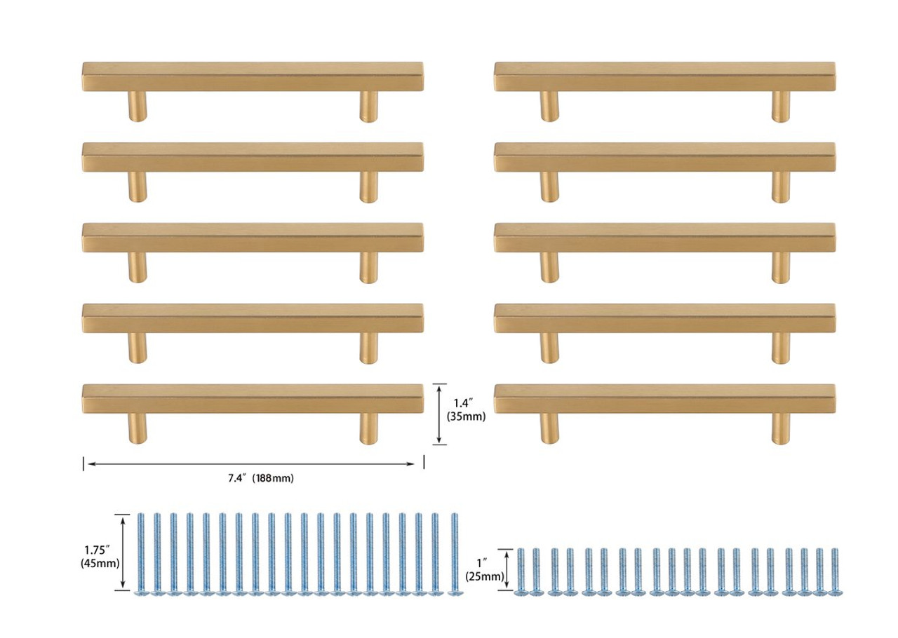 Elegant Decor PL402-5-BR-10PK Dior 5" Center to Center Brass Bar Pull Multipack (set of 10) Elegant Decor PL402-5-BR-10PK Dior 5" Center to Center Brass Bar Pull Multipack (set of 10)