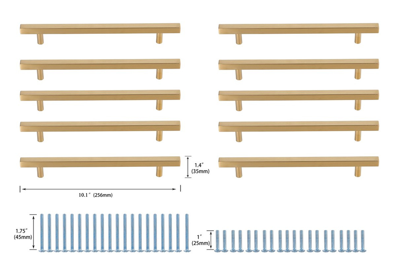 Elegant Decor PL402-7-BR-10PK Dior 7-9/16" Center to Center Brass Bar Pull Multipack (set of 10) Elegant Decor PL402-7-BR-10PK Dior 7-9/16" Center to Center Brass Bar Pull Multipack (set of 10)