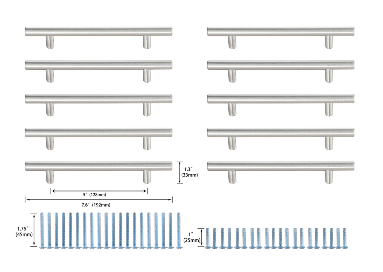Elegant Decor PL400-5-NK-10PK Quinn 5" Center to Center Brushed Nickel Bar Pull Multipack (set of 10) Elegant Decor PL400-5-NK-10PK Quinn 5" Center to Center Brushed Nickel Bar Pull Multipack (set of 10)