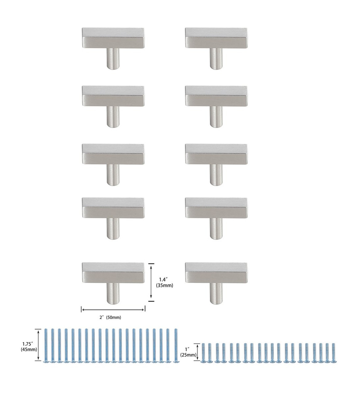Elegant Decor PL402-1-NK-10PK Dior Brushed Nickel T Bar Pull Multipack (set of 10) Elegant Decor PL402-1-NK-10PK Dior Brushed Nickel T Bar Pull Multipack (set of 10)