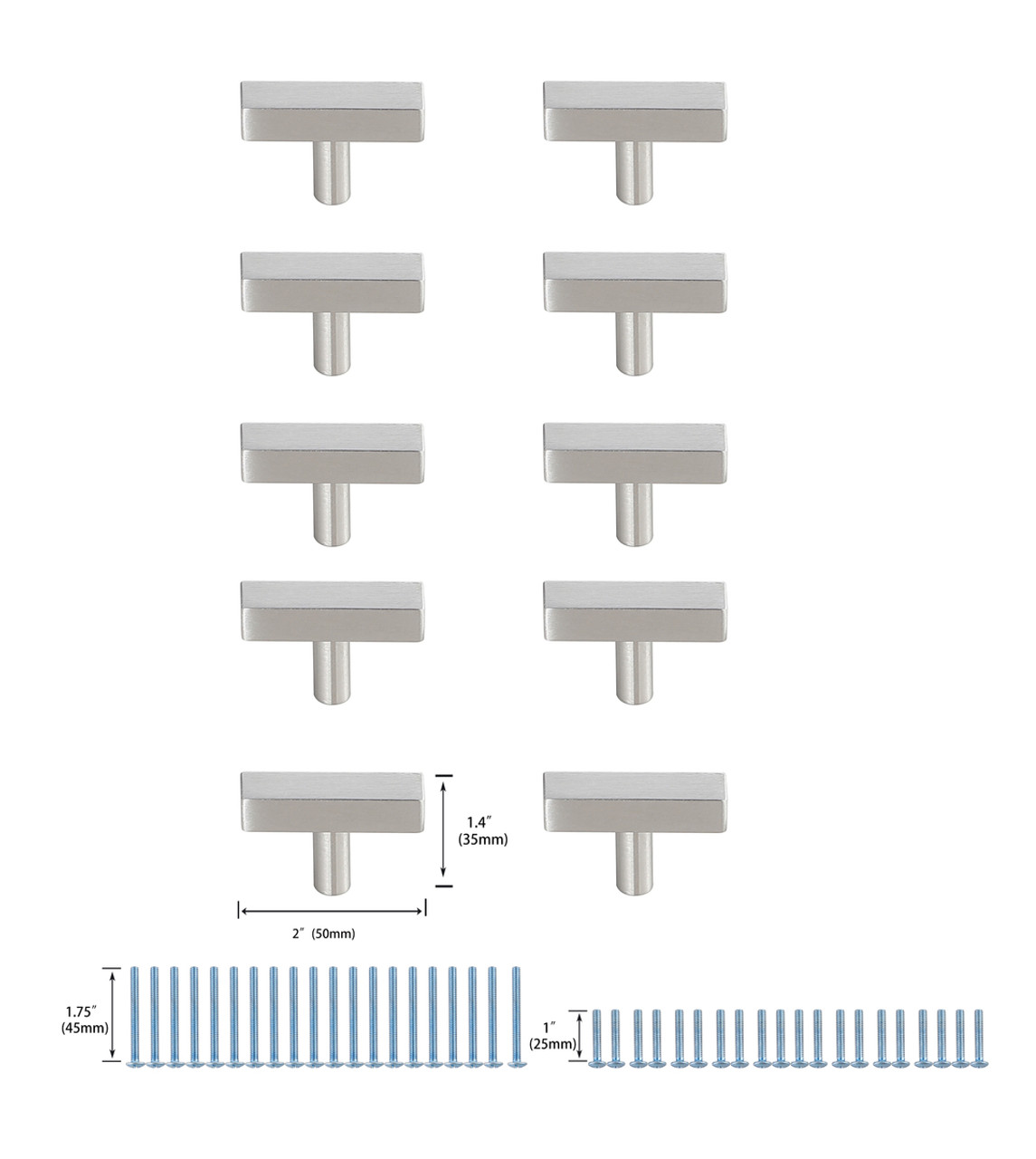 Elegant Decor PL402-1-NK-10PK Dior Brushed Nickel T Bar Pull Multipack (set of 10) Elegant Decor PL402-1-NK-10PK Dior Brushed Nickel T Bar Pull Multipack (set of 10)