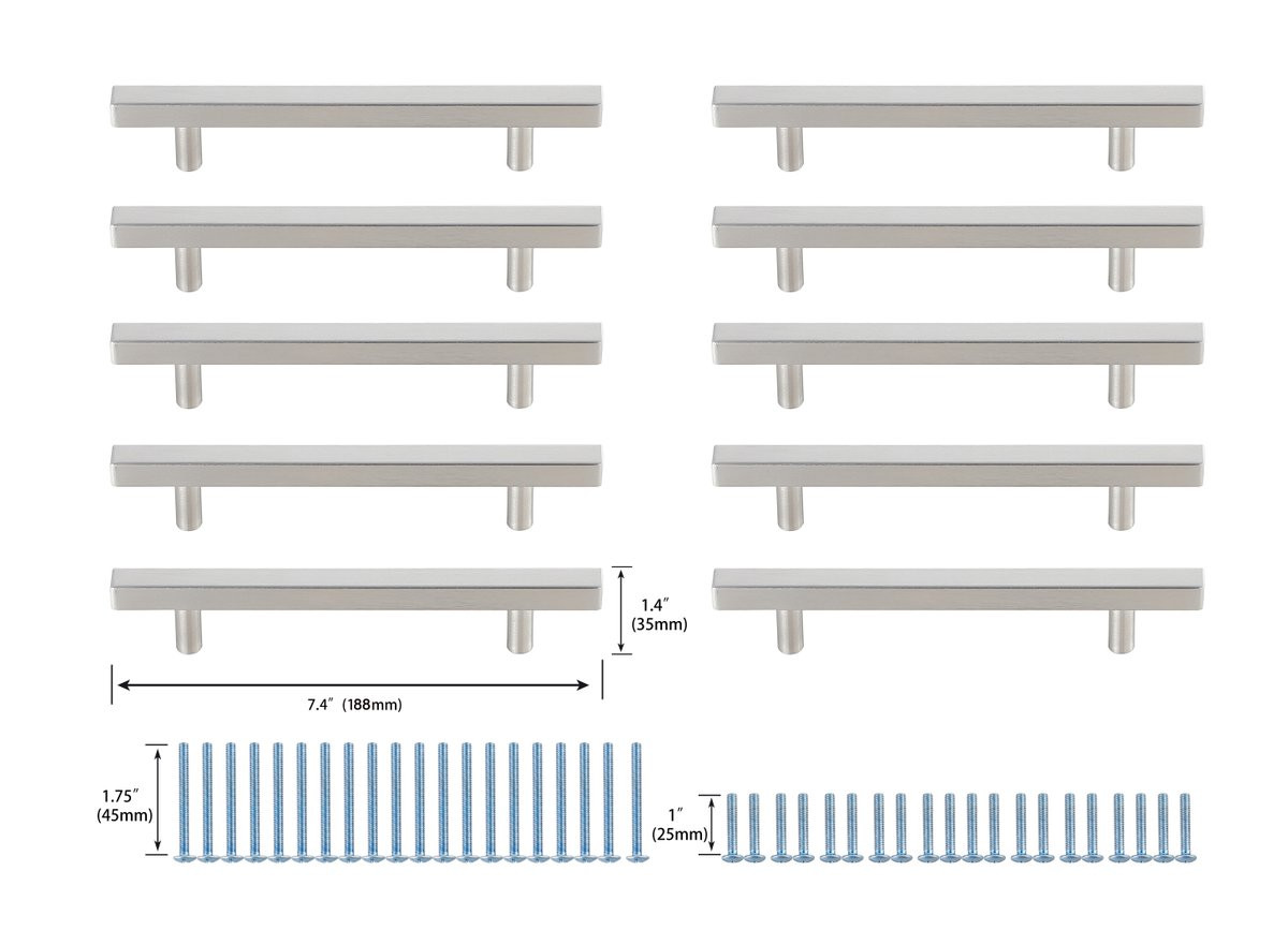 Elegant Decor PL402-5-NK-10PK Dior 5" Center to Center Brushed Nickel Bar Pull Multipack (set of 10)